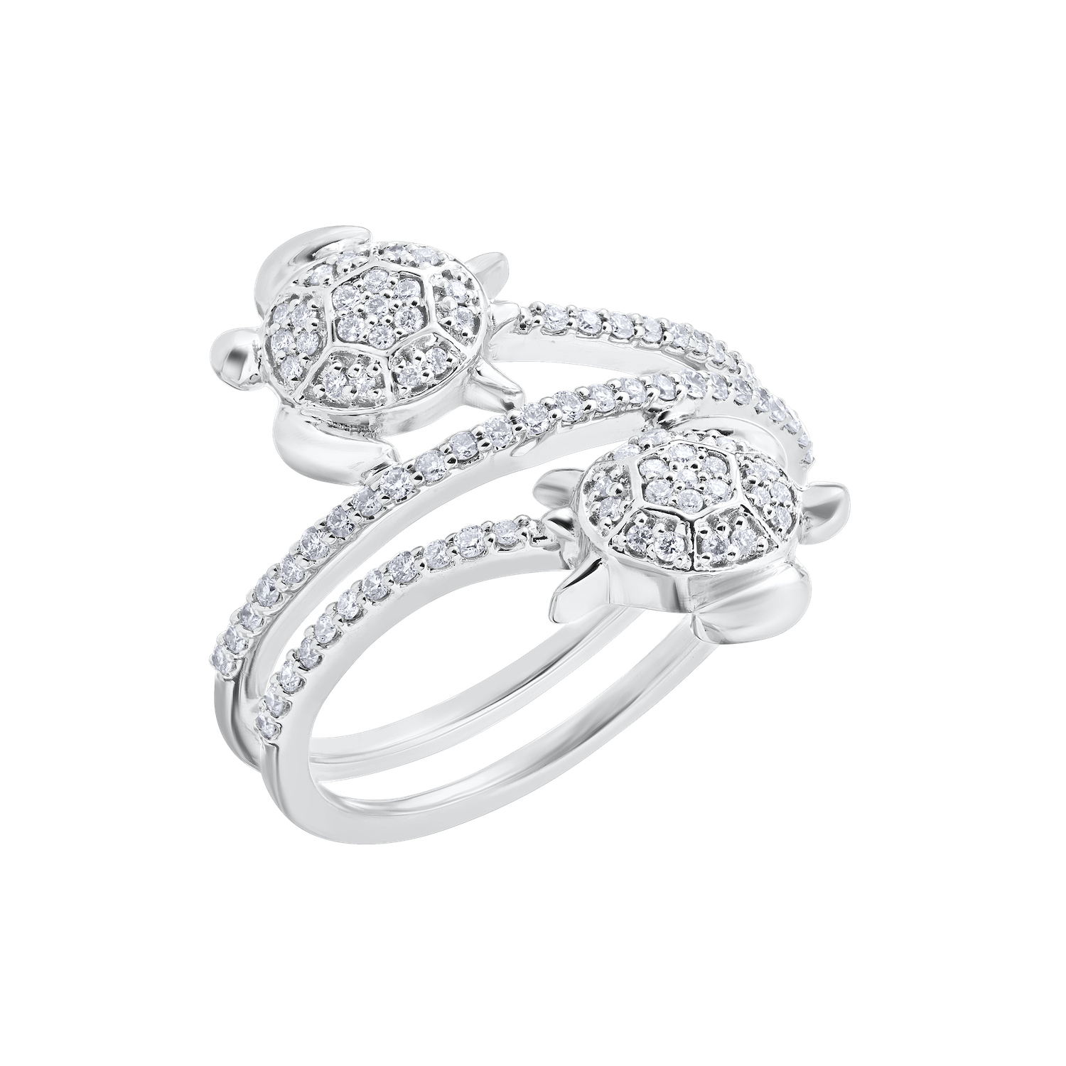 OCEANITY &trade; 14k White Gold Ring Bypass Turtle Wrap Diamond 0.40 Ctw