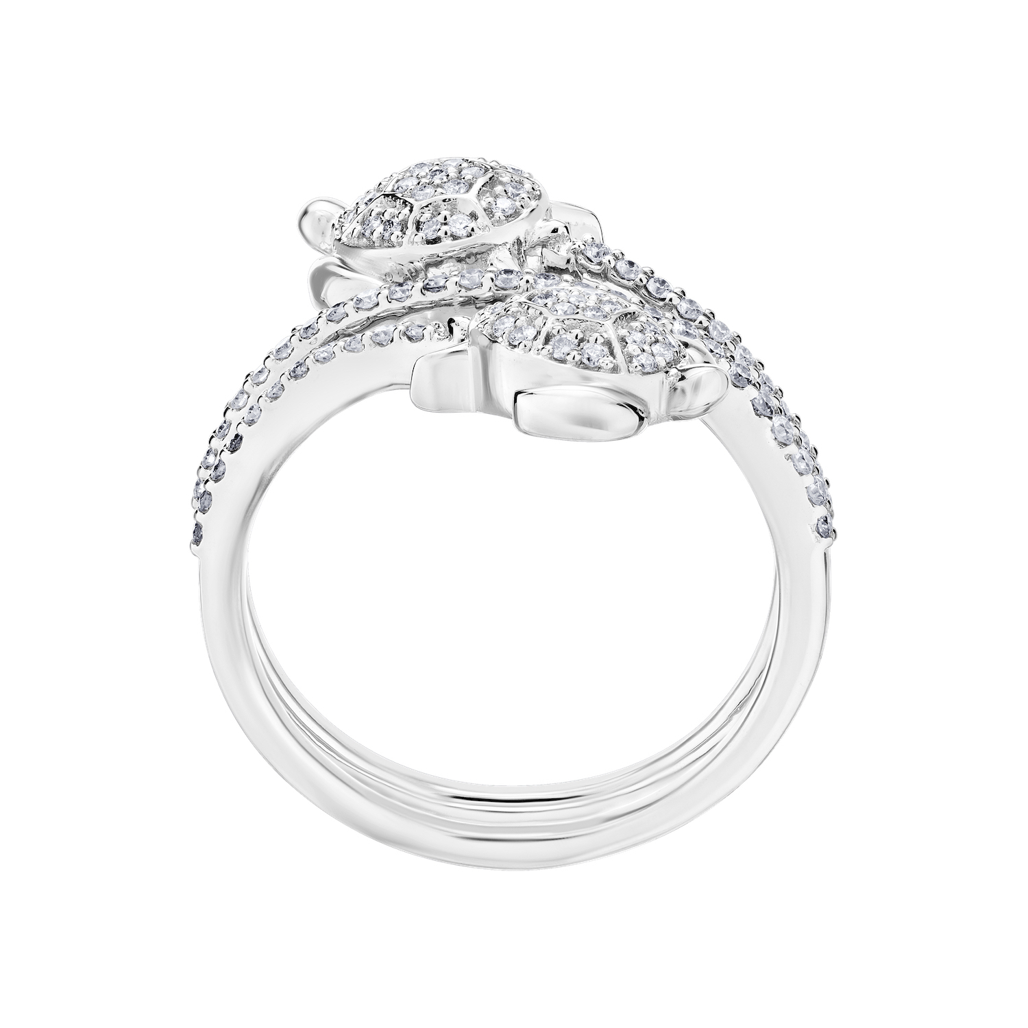 OCEANITY &trade; 14k White Gold Ring Bypass Turtle Wrap Diamond 0.40 Ctw