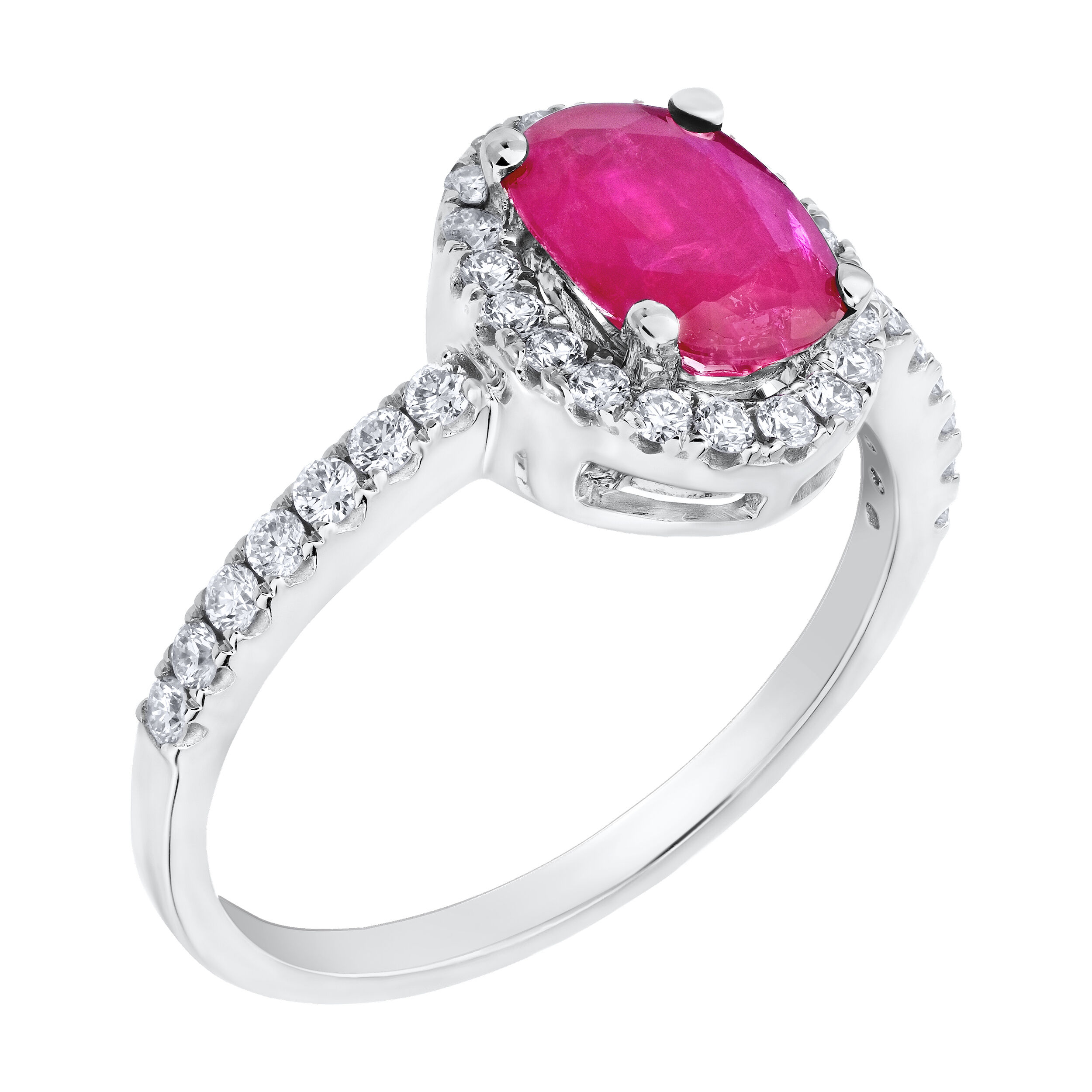 Majestic Gems&trade; 14K White Gold Oval Color Stone with Halo 1.41 Ctw