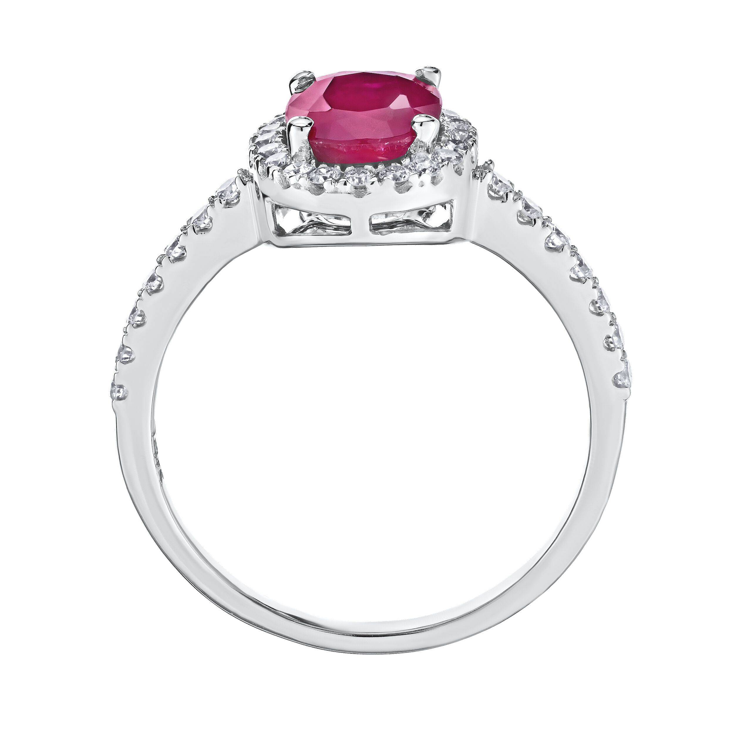 Majestic Gems&trade; 14K White Gold Oval Color Stone with Halo 1.41 Ctw