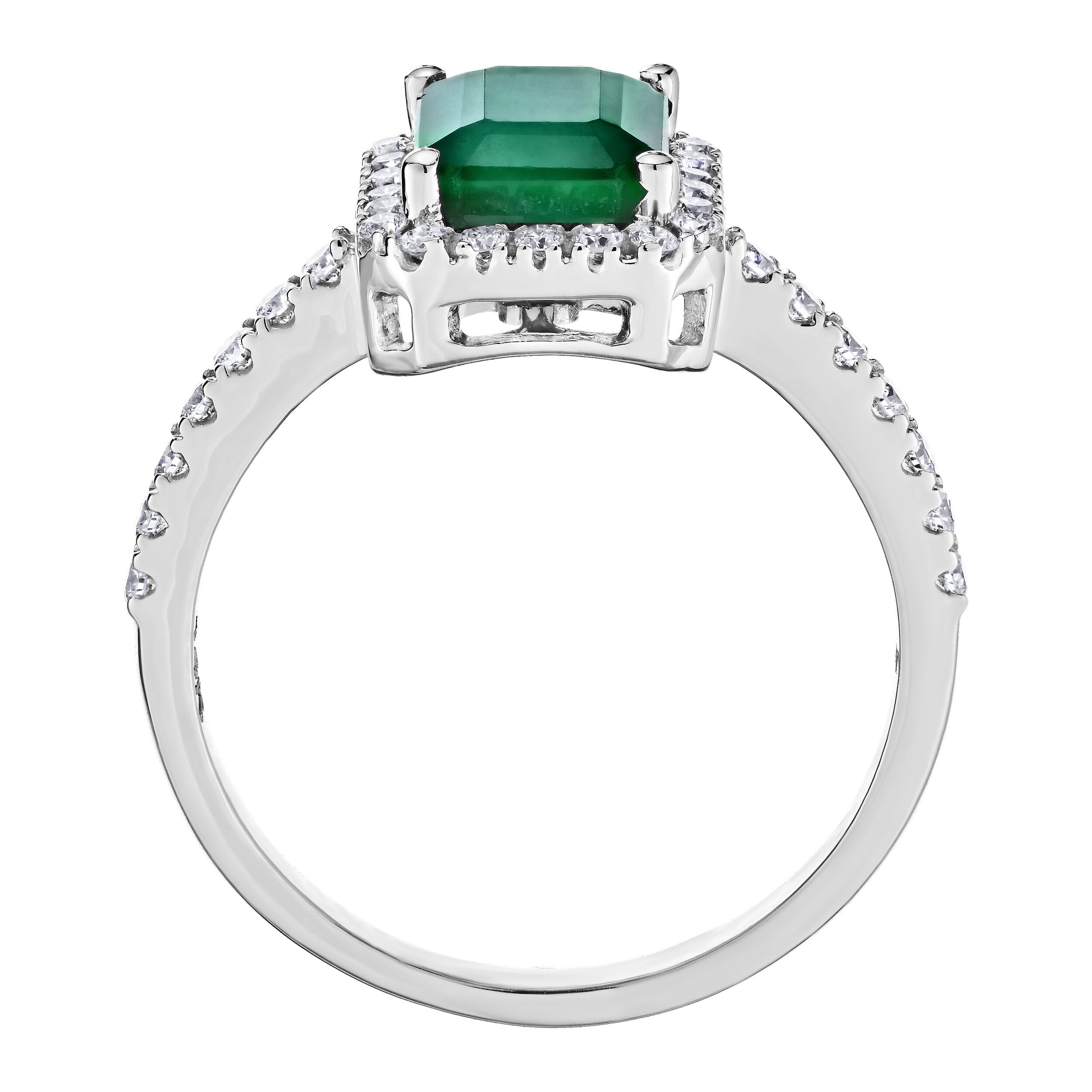 Majestic Gems&trade; 14K White Gold Emerald Cut Color with Halo 1.39 Ctw