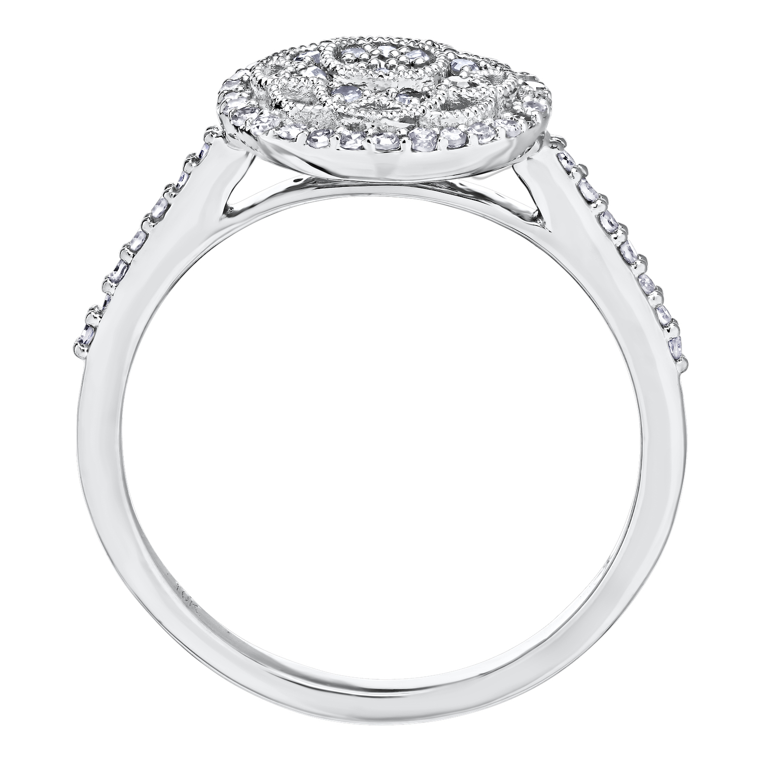 10K White Gold Ring Round Shape Filigree Milgrain Diamond 0.25 Ctw