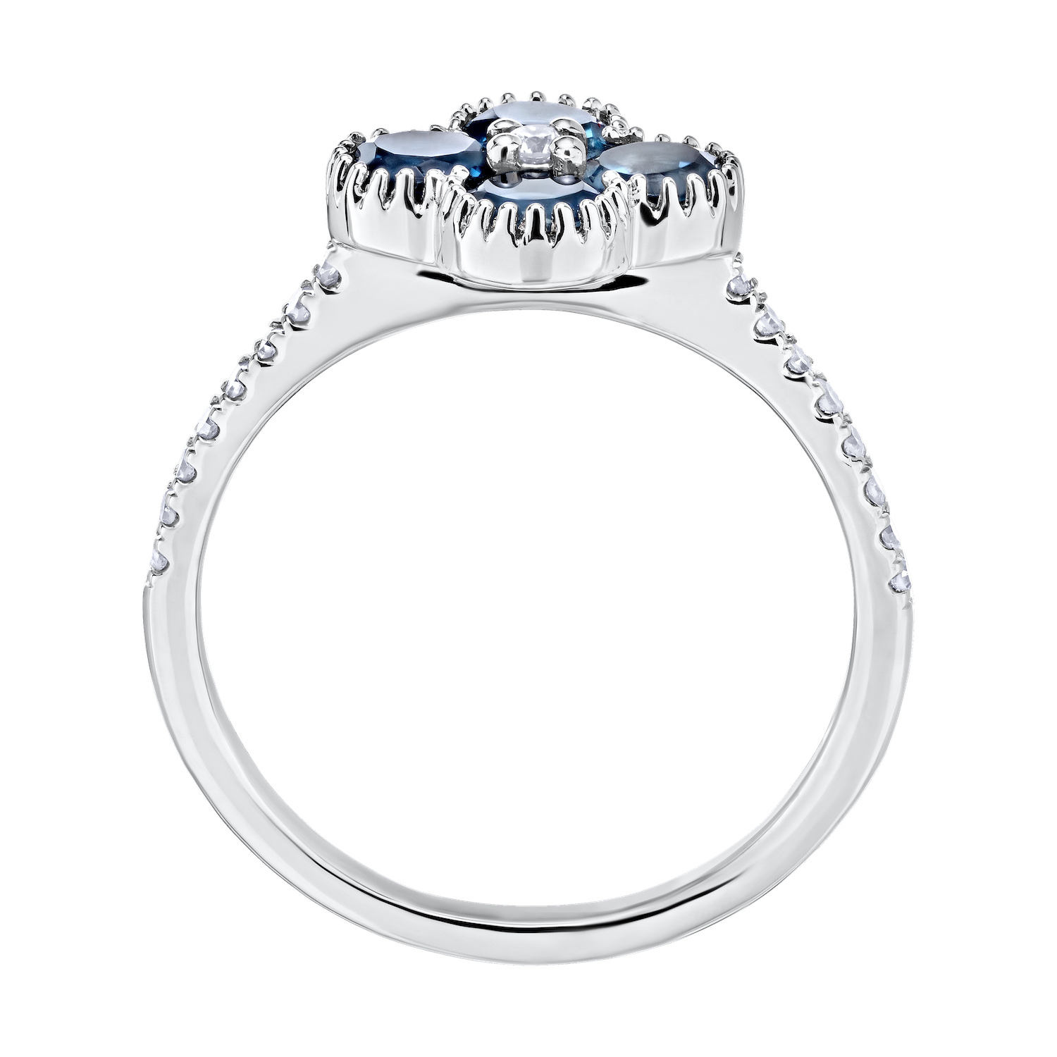 Majestic Gems&trade; 10K White Gold Color Clover Diamond Shoulders 1.14 Ctw