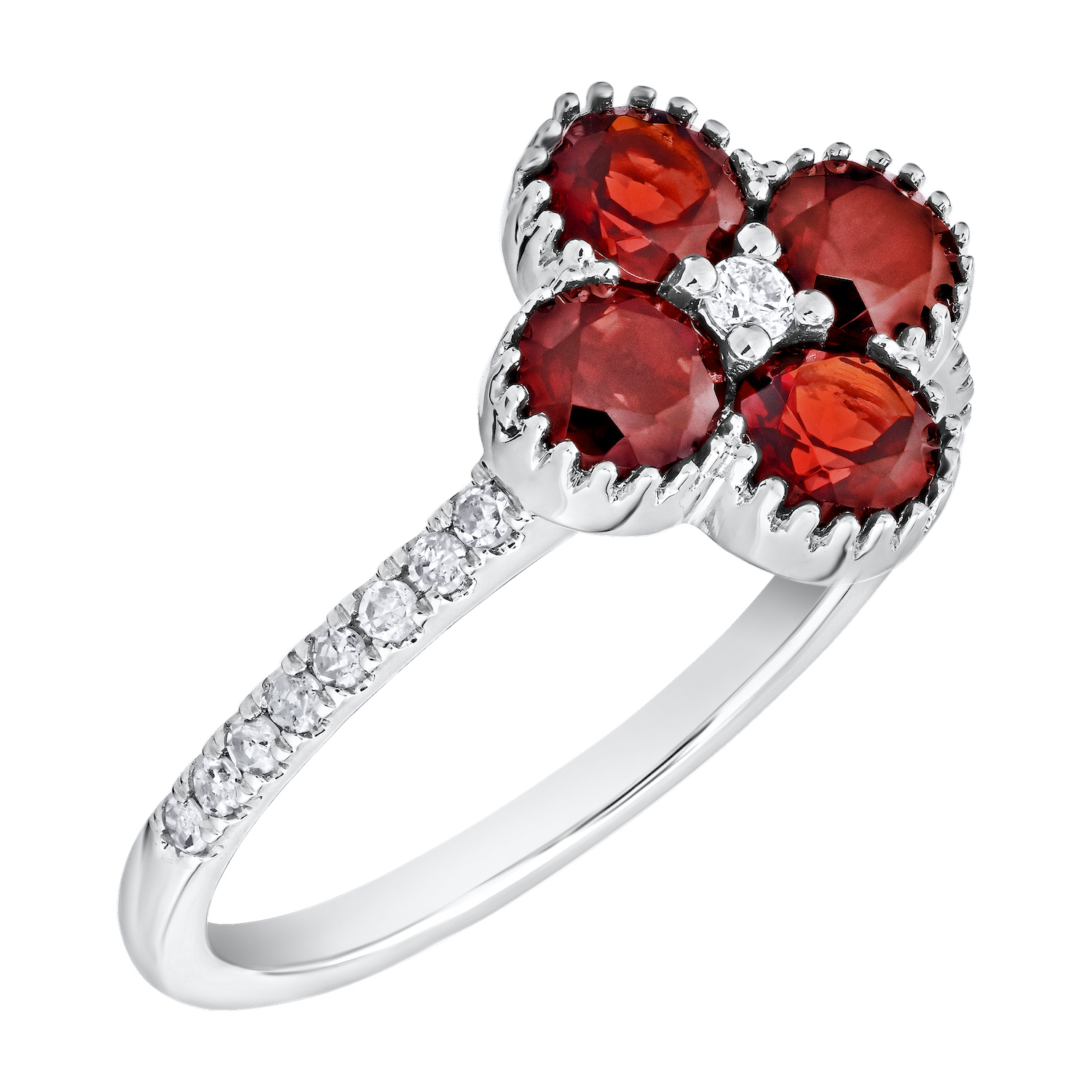 Majestic Gems&trade; 10K White Gold Color Clover Diamond Shoulders 1.14 Ctw