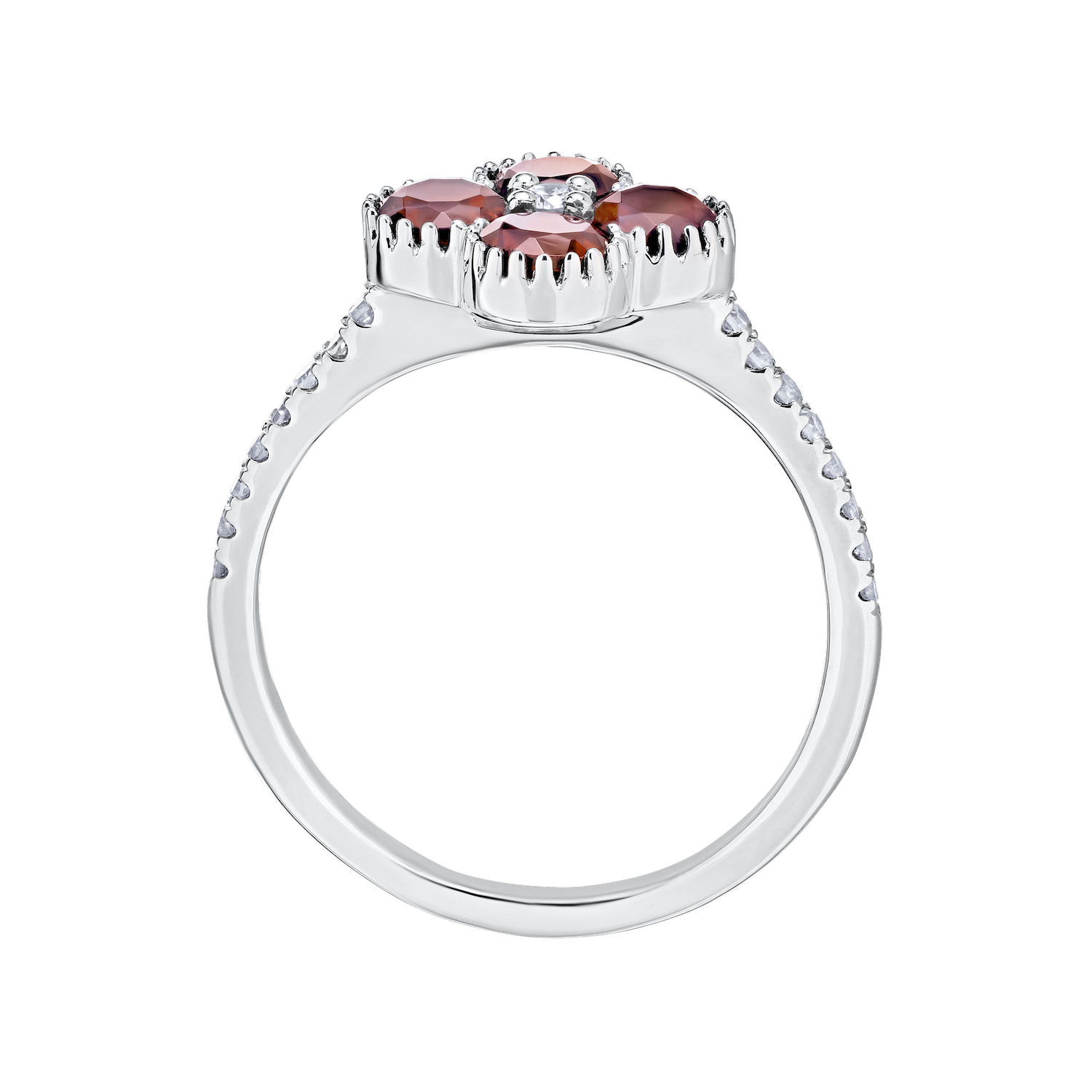 Majestic Gems&trade; 10K White Gold Color Clover Diamond Shoulders 1.14 Ctw