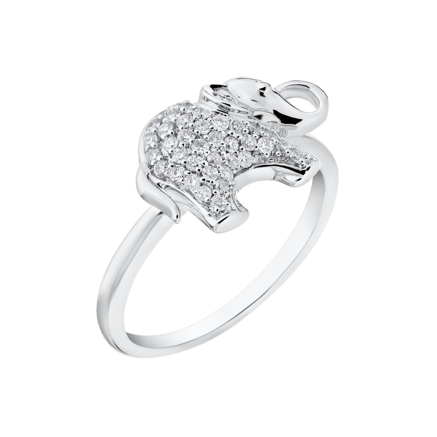 ZooLightful&trade; 14K White Gold Pave Set Elephant Ring Diamond 0.25 Ctw