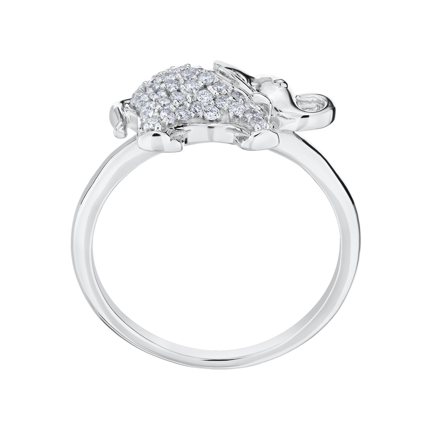 ZooLightful&trade; 14K White Gold Pave Set Elephant Ring Diamond 0.25 Ctw