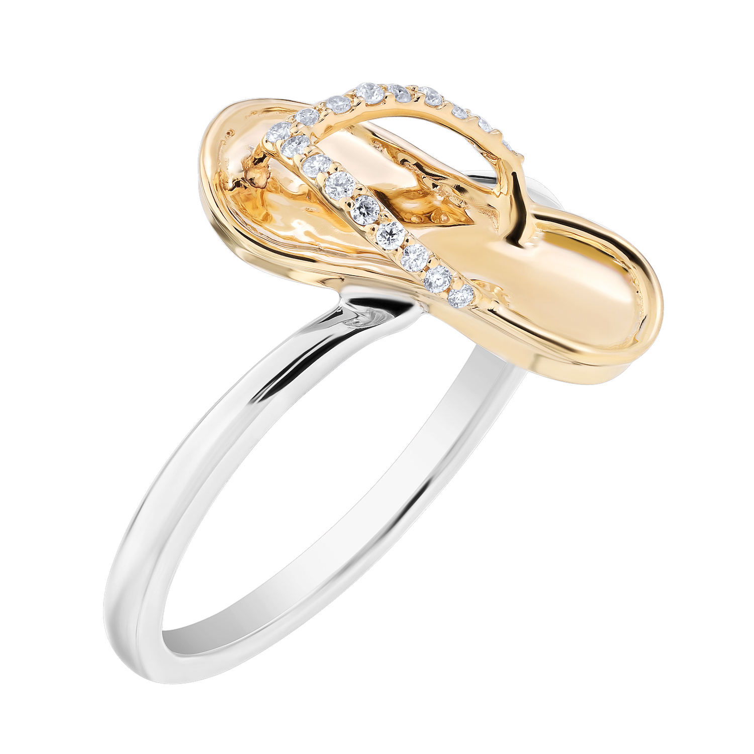 OCEANITY &trade; 14k Two Tone Ring Flip Flop Diagonal Diamond 0.05 Ctw