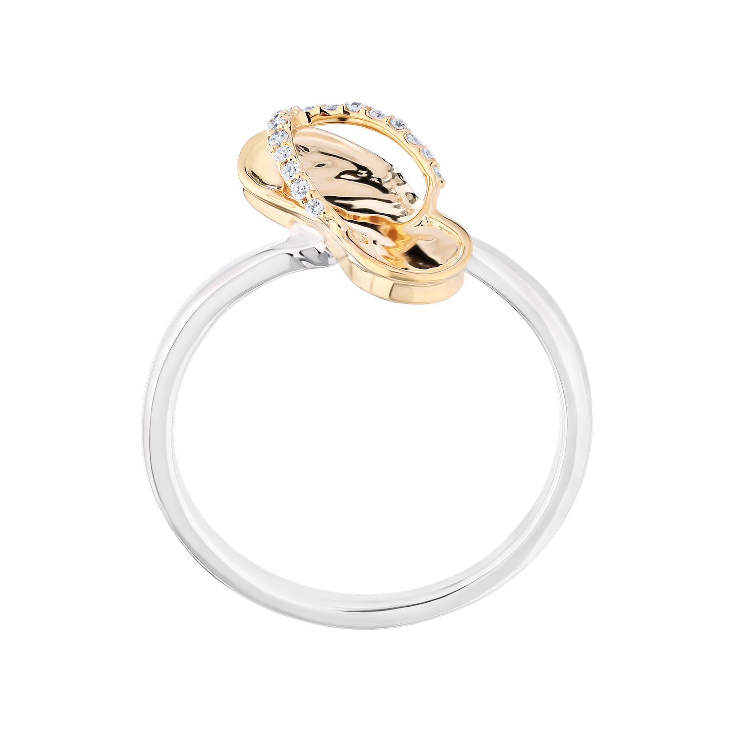 OCEANITY &trade; 14k Two Tone Ring Flip Flop Diagonal Diamond 0.05 Ctw