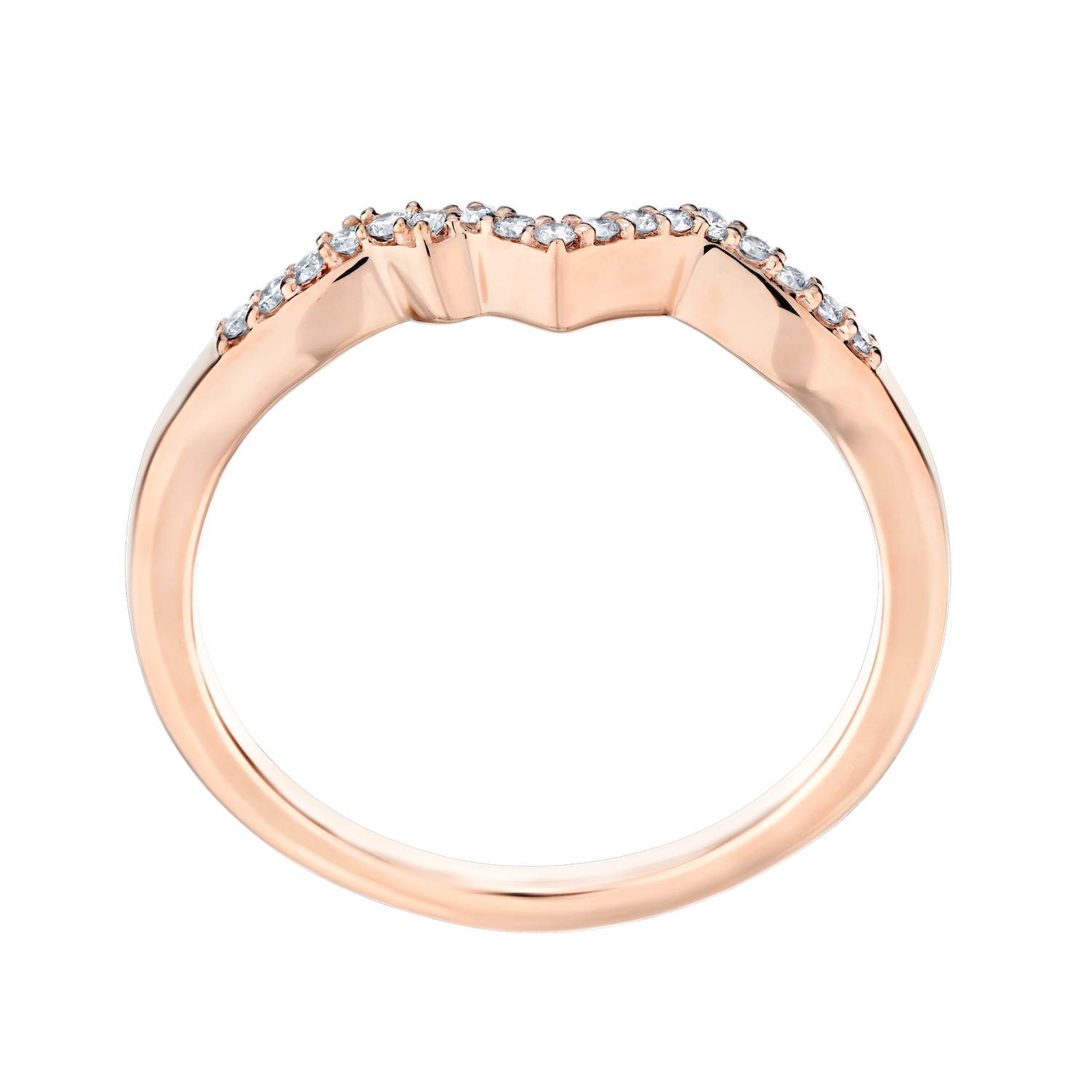 Diamond Peak&trade; 14K Rose Gold Ring Mountain Range Stackable Diamond 0.10 Ctw