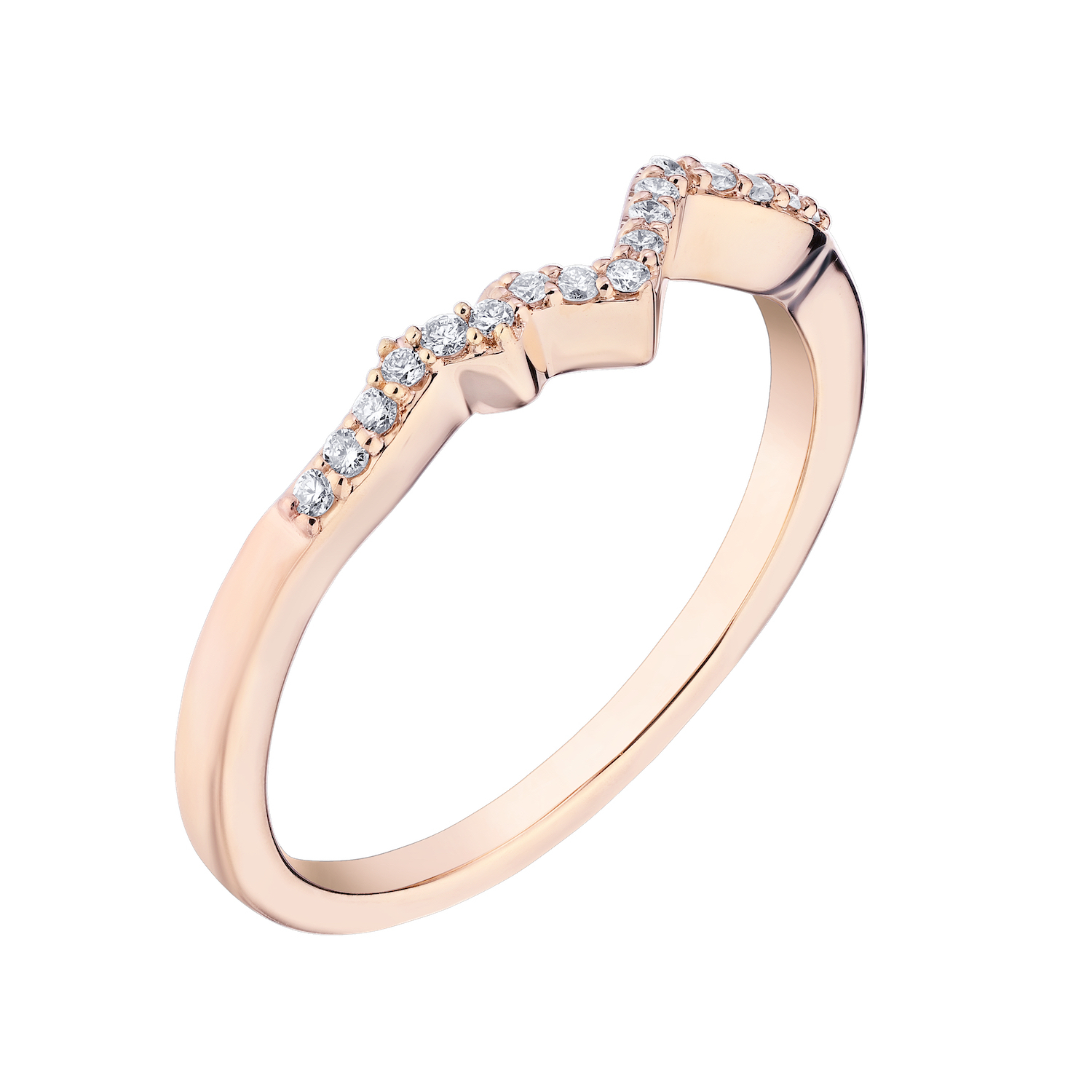 Diamond Peak&trade; 14K Rose Gold Ring Mountain Range Stackable Diamond 0.10 Ctw