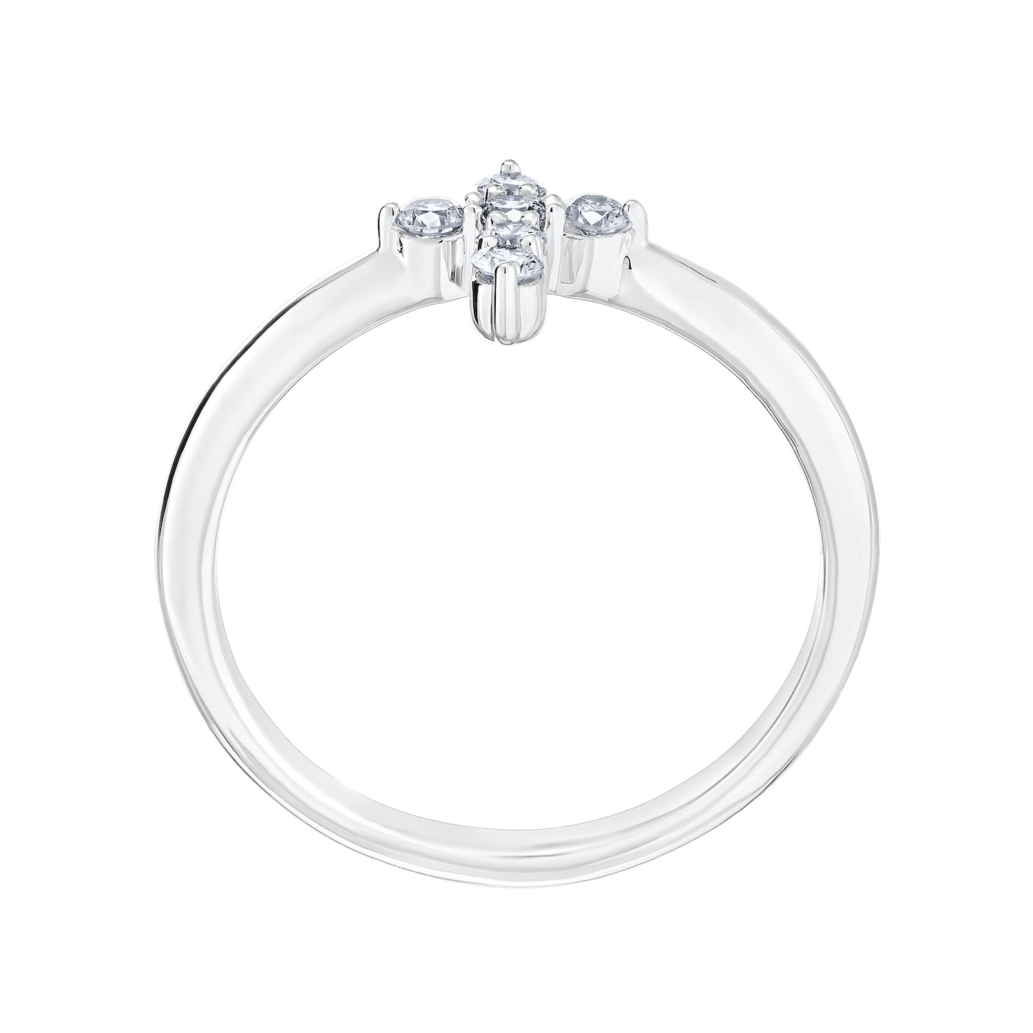 14K White Gold Ring Cross Shared Prong Diamond 0.20 Ctw