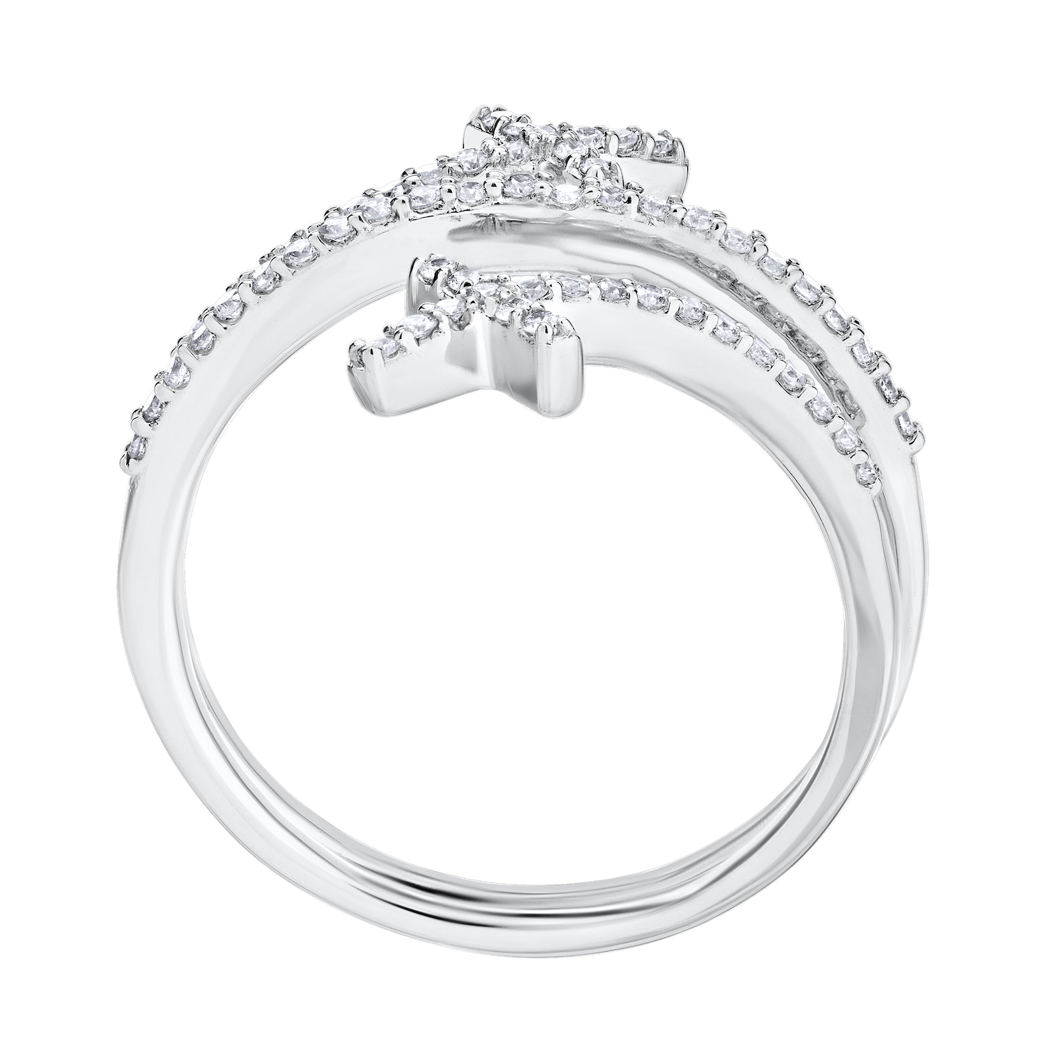 14K White Gold Ring Cross Wrap Bypass Diamond 0.25 Ctw