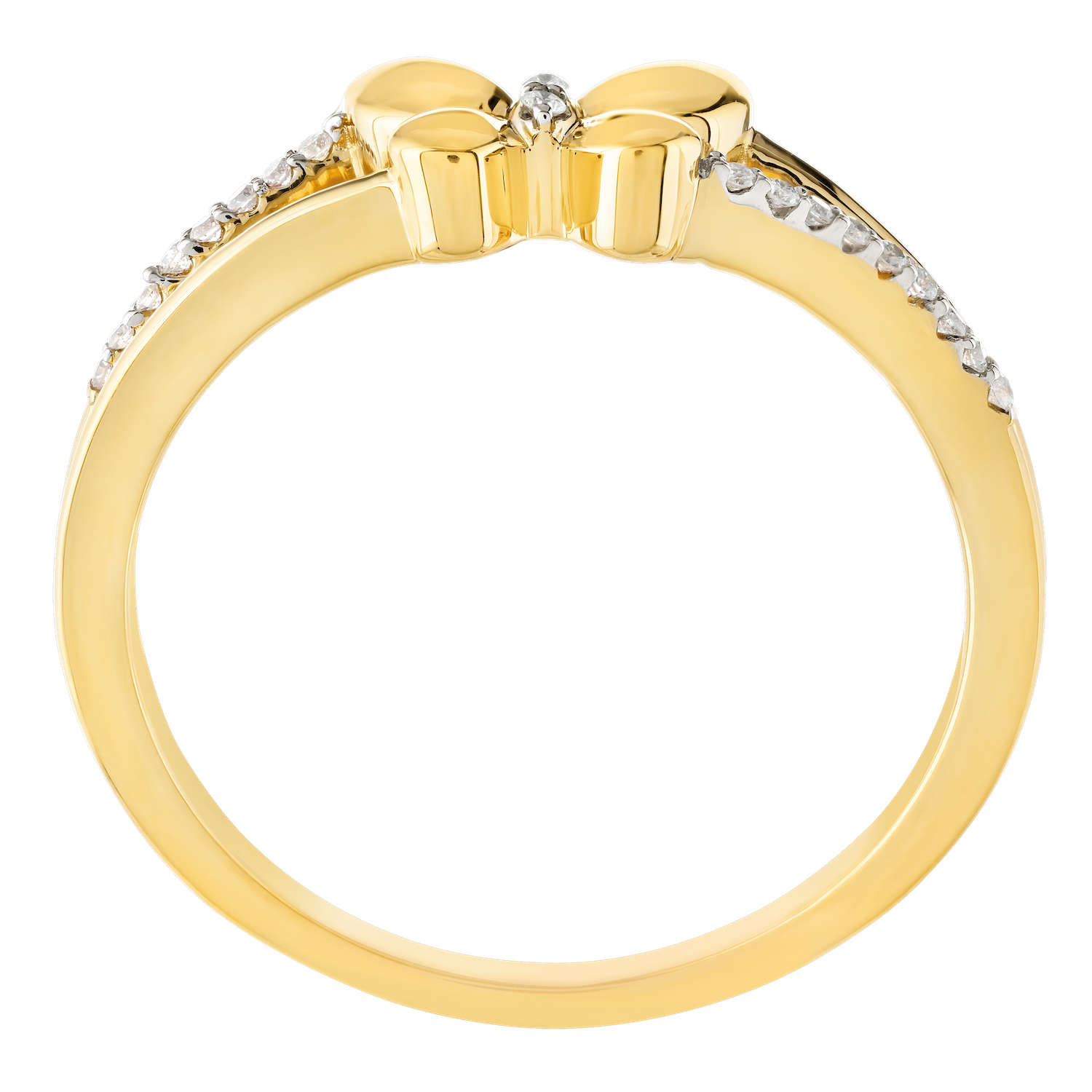 ZooLightful&trade; 14K Yellow Gold Butterfly Split Shank Ring Diamond 0.05 Ctw