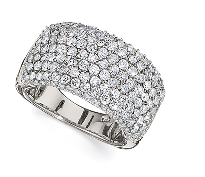 14K White Gold Ring Wide Pave Set Parallel Diamond 2.50 Ctw