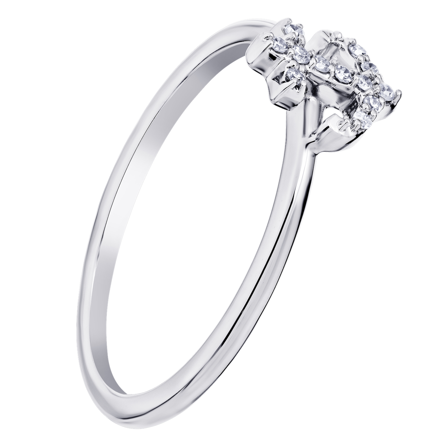 BluSea&trade; 14k White Gold Ring Small Anchor on Plain Round Shank Diamond 0.05 Ctw