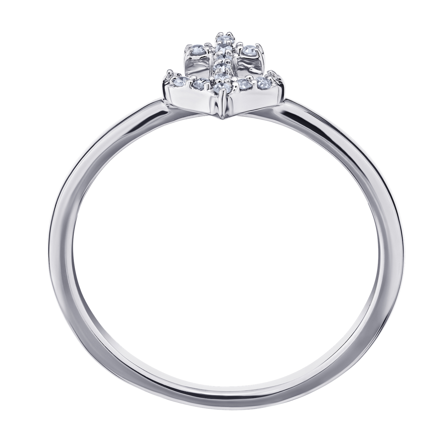 BluSea&trade; 14k White Gold Ring Small Anchor on Plain Round Shank Diamond 0.05 Ctw