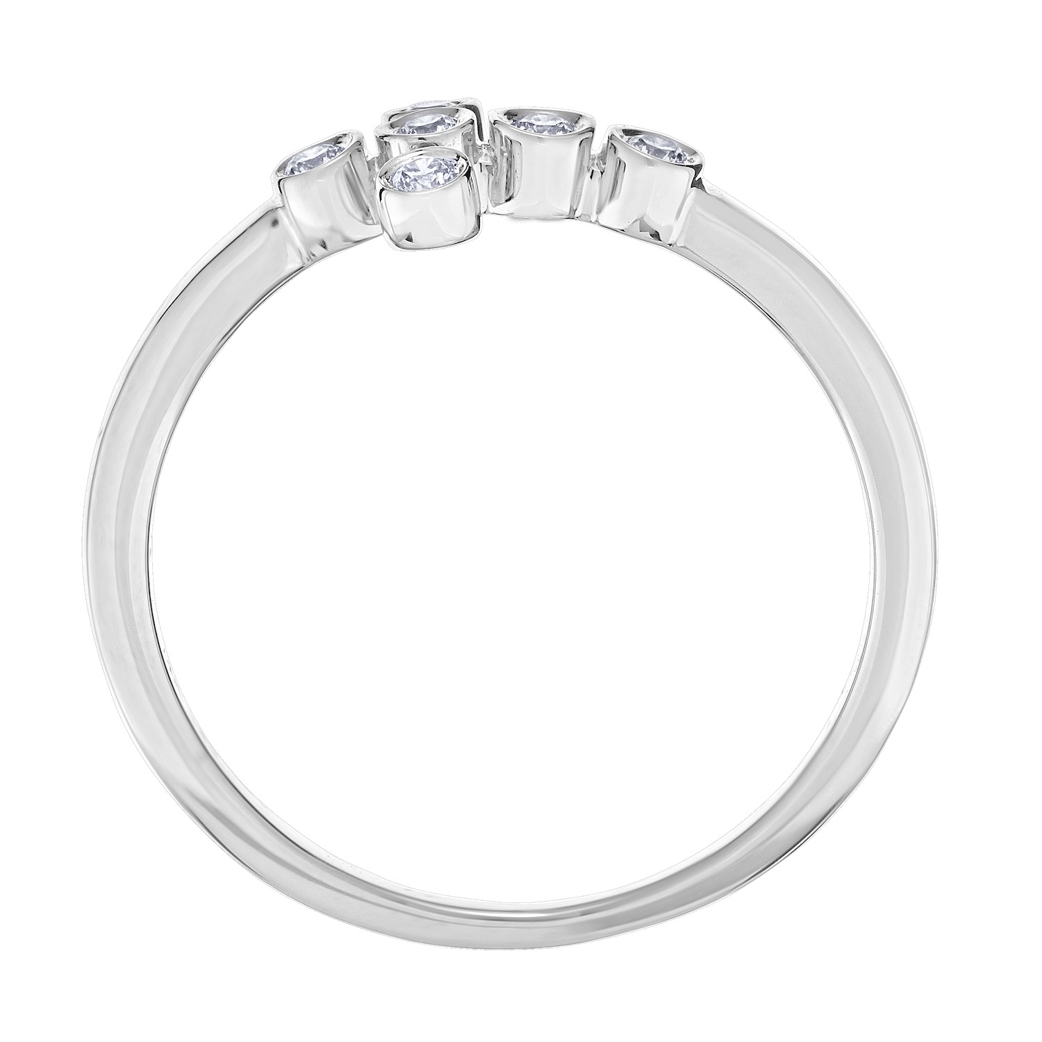 14K White Gold Ring Bezel Set Sideways Cross Diamond 0.10 Ctw