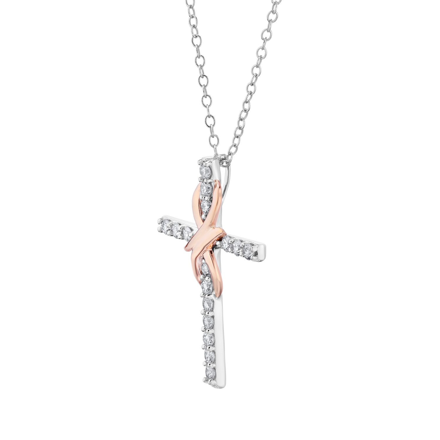 14K Two Tone Pendant Pave with Contrast Infinity Center Diamond 0.40 Ctw