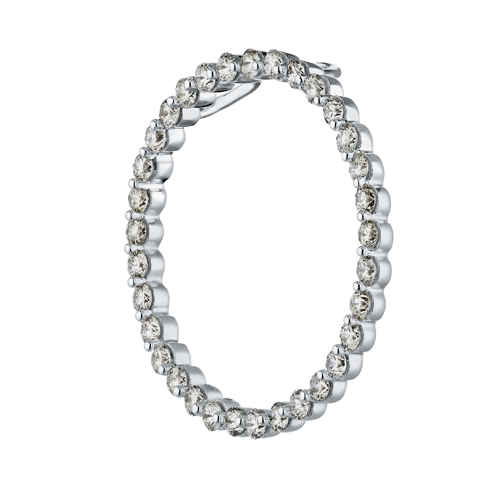 14K White Gold Pendant Prong Set Floating Diamond Circle Diamond 0.50 Ctw