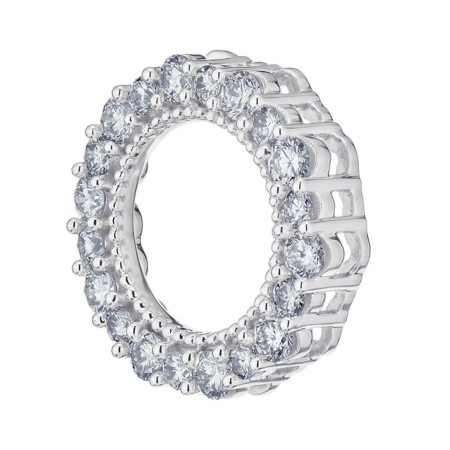 14K White Gold Pendant Prong Set Circle Diamond 0.25 Ctw