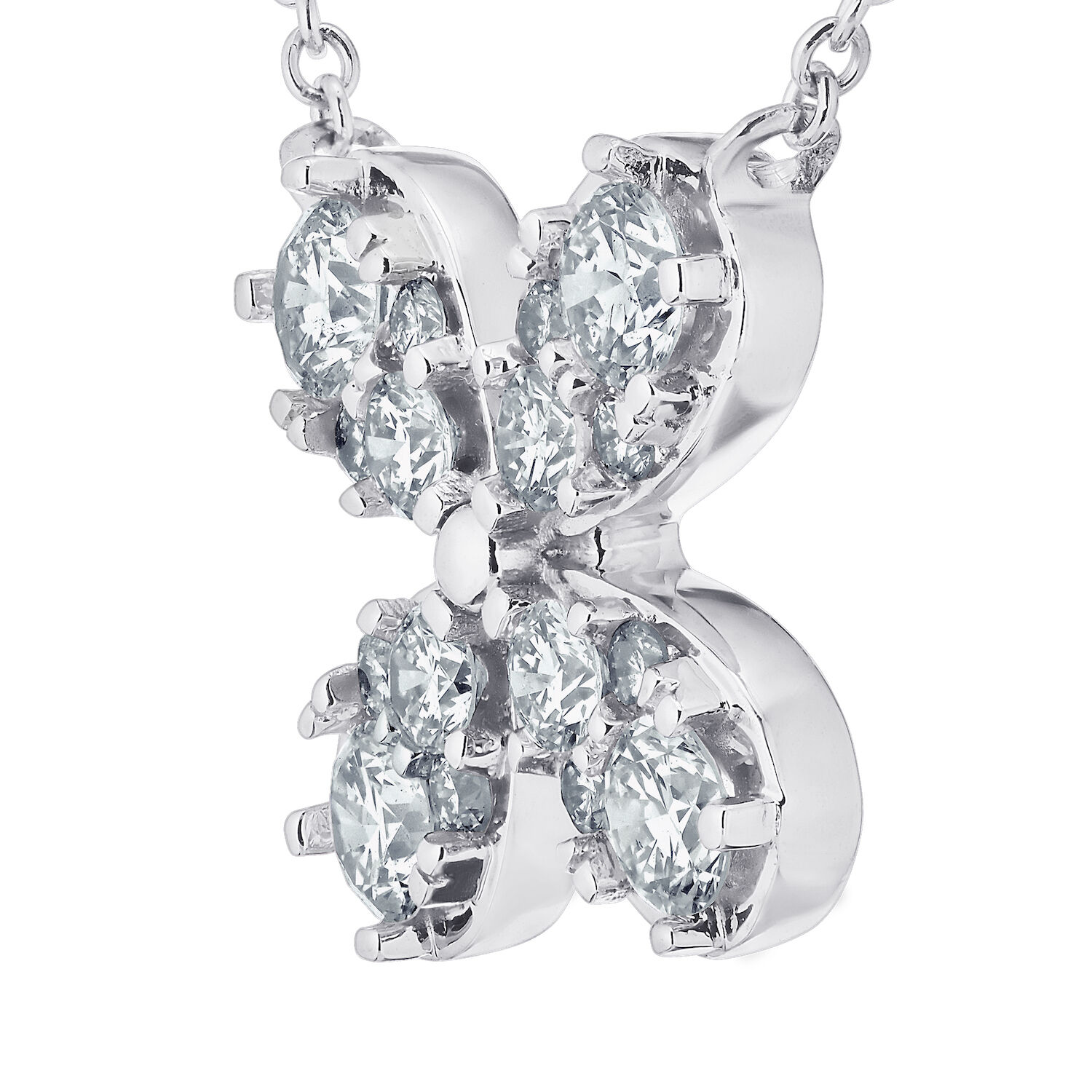 14K White Gold Necklace Pave Set Flower Diamond 0.50 Ctw