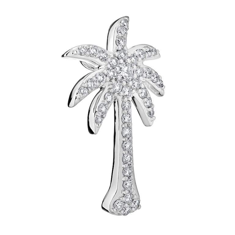 OCEANITY &trade; 14k White Gold Pendant Palm Tree Pendant Hidden Bail Diamond 0.25 Ctw