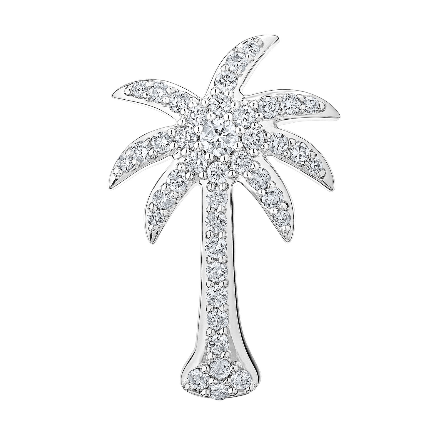 OCEANITY &trade; 14k White Gold Pendant Palm Tree Pendant Hidden Bail Diamond 0.50 Ctw