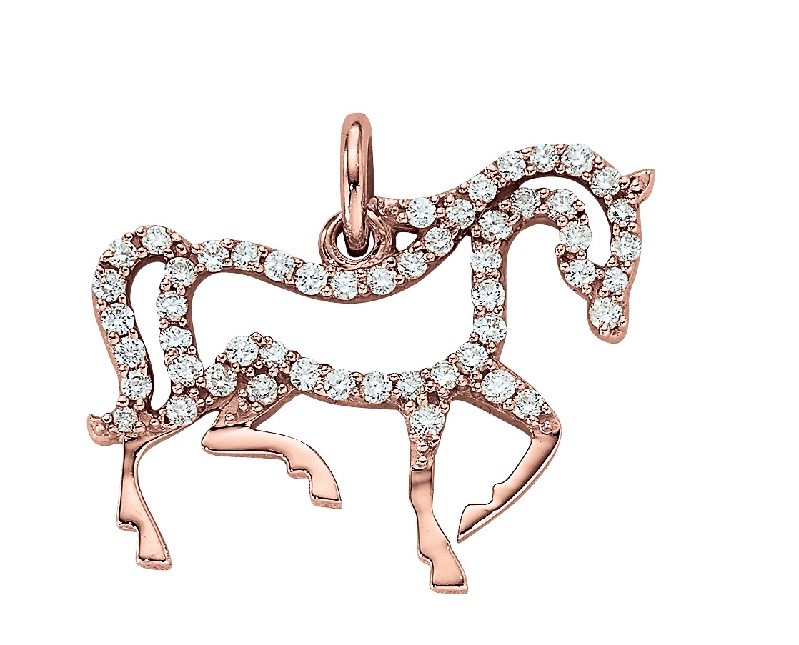 ZooLightful&trade; 14K Rose Gold Cutout Horse Pave Set Pendant Diamond 0.25 Ctw