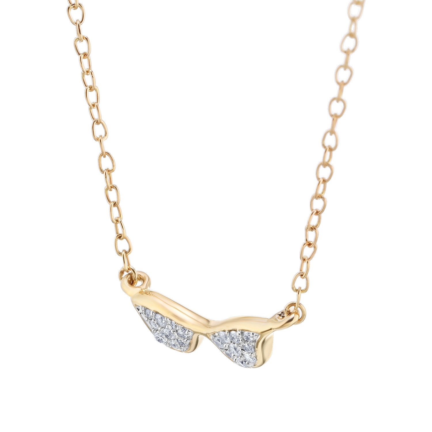 OCEANITY &trade; 14k Yellow Gold Necklace Layered Nautical Anchor & Ships Wheel Diamond 0.05 Ctw