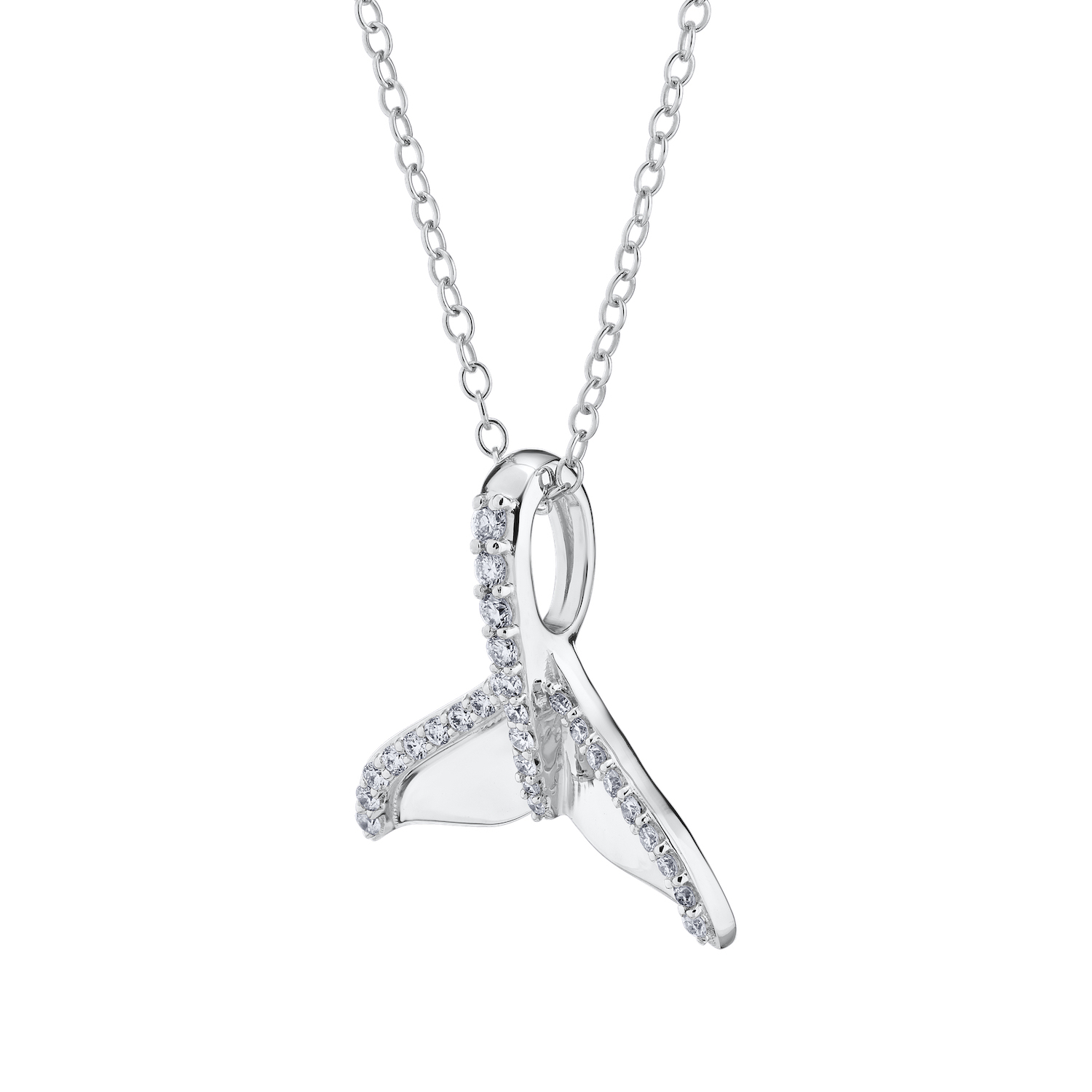 OCEANITY &trade; 14k White Gold Necklace Layered Nautical Anchor & Ships Wheel Diamond 0.20 Ctw