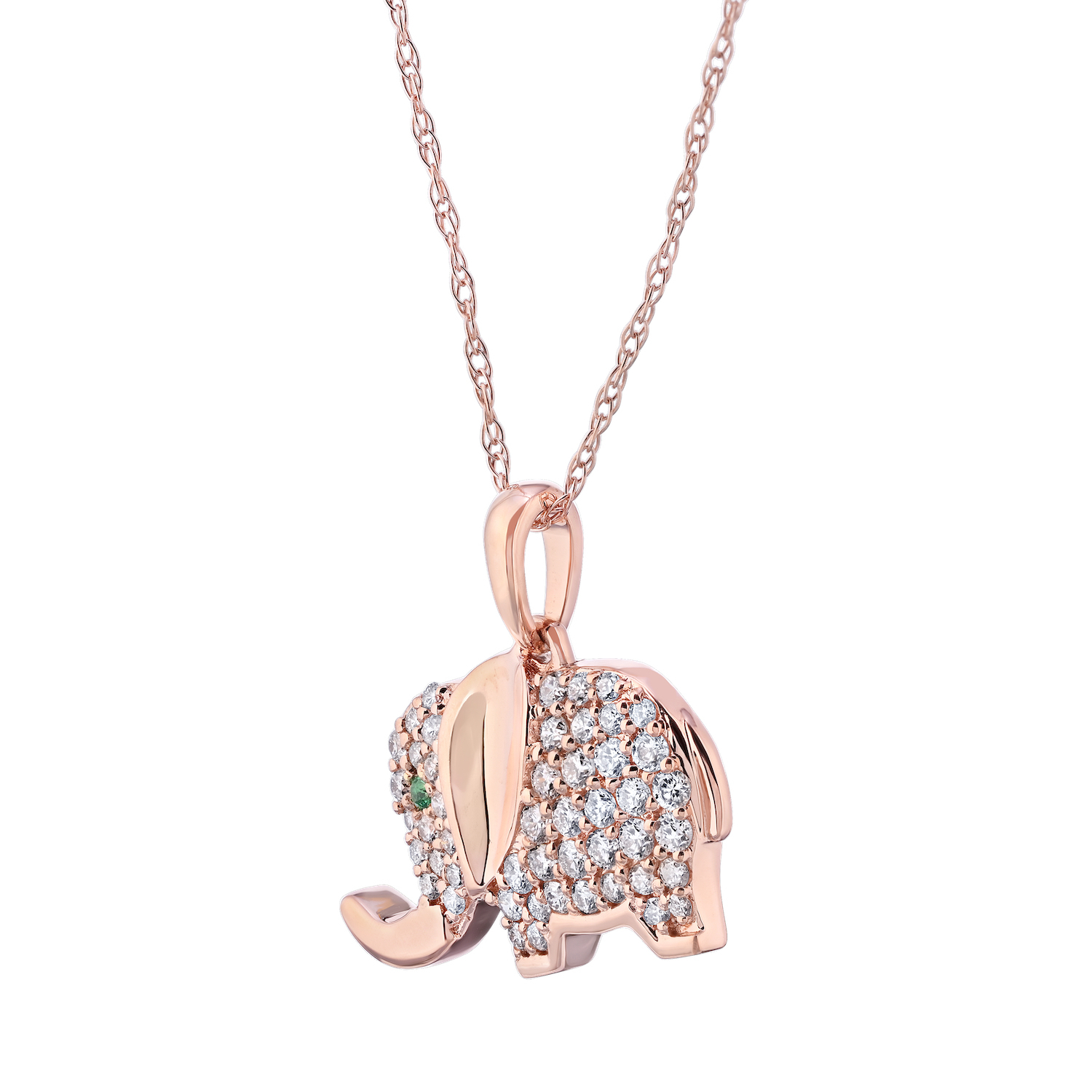 ZooLightful&trade; 14K Two Tone Pave Set Elephant Pendant Diamond 0.33 Ctw
