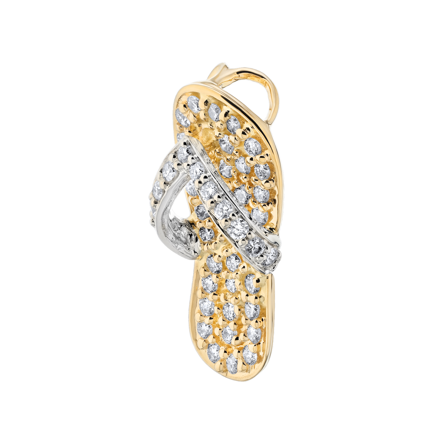 OCEANITY &trade; 14k Two Tone Pendant Pave Flip Flop Hidden Bail Diamond 0.33 Ctw