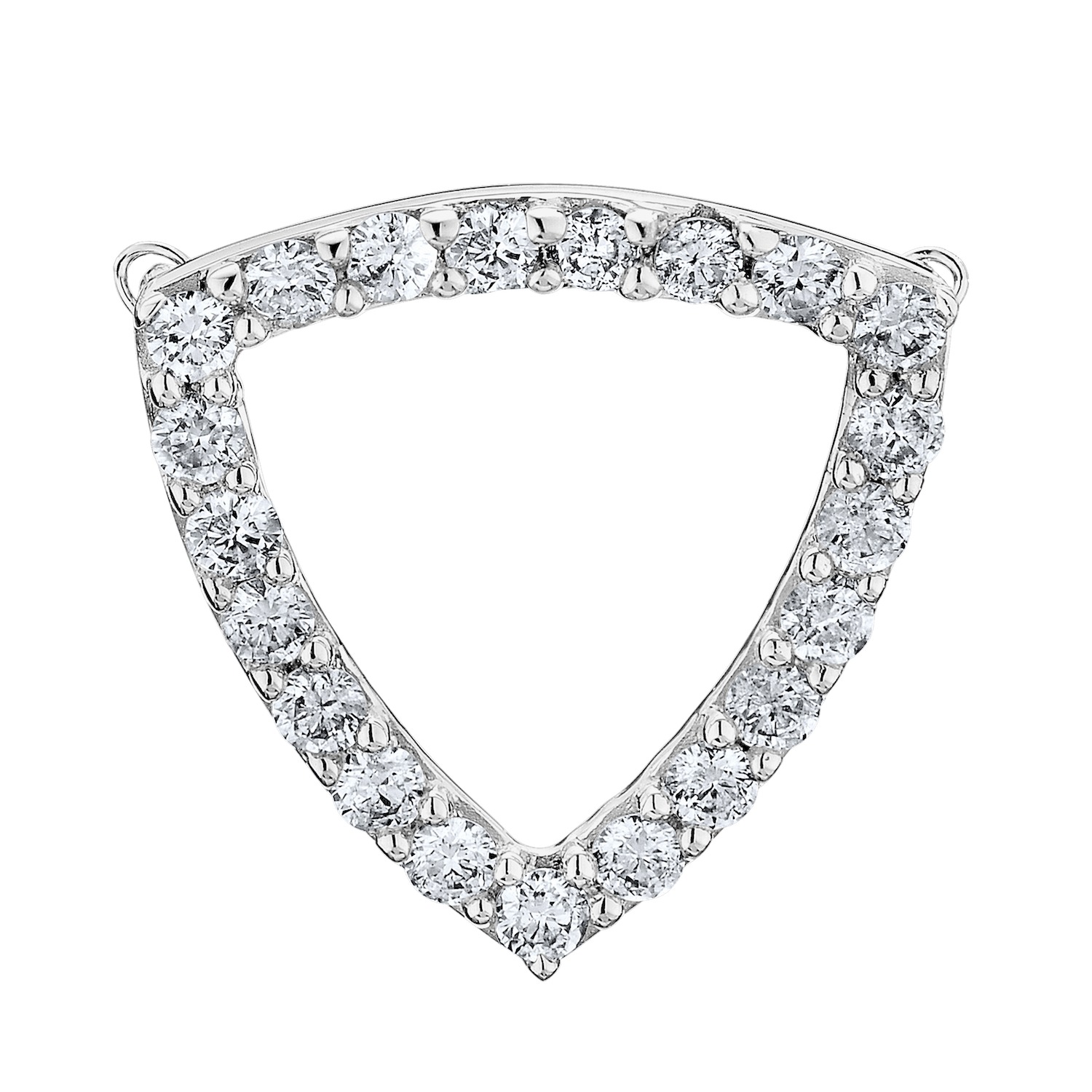 14K White Gold Necklace Triangle Cutout Attached Chain Diamond 0.25 Ctw