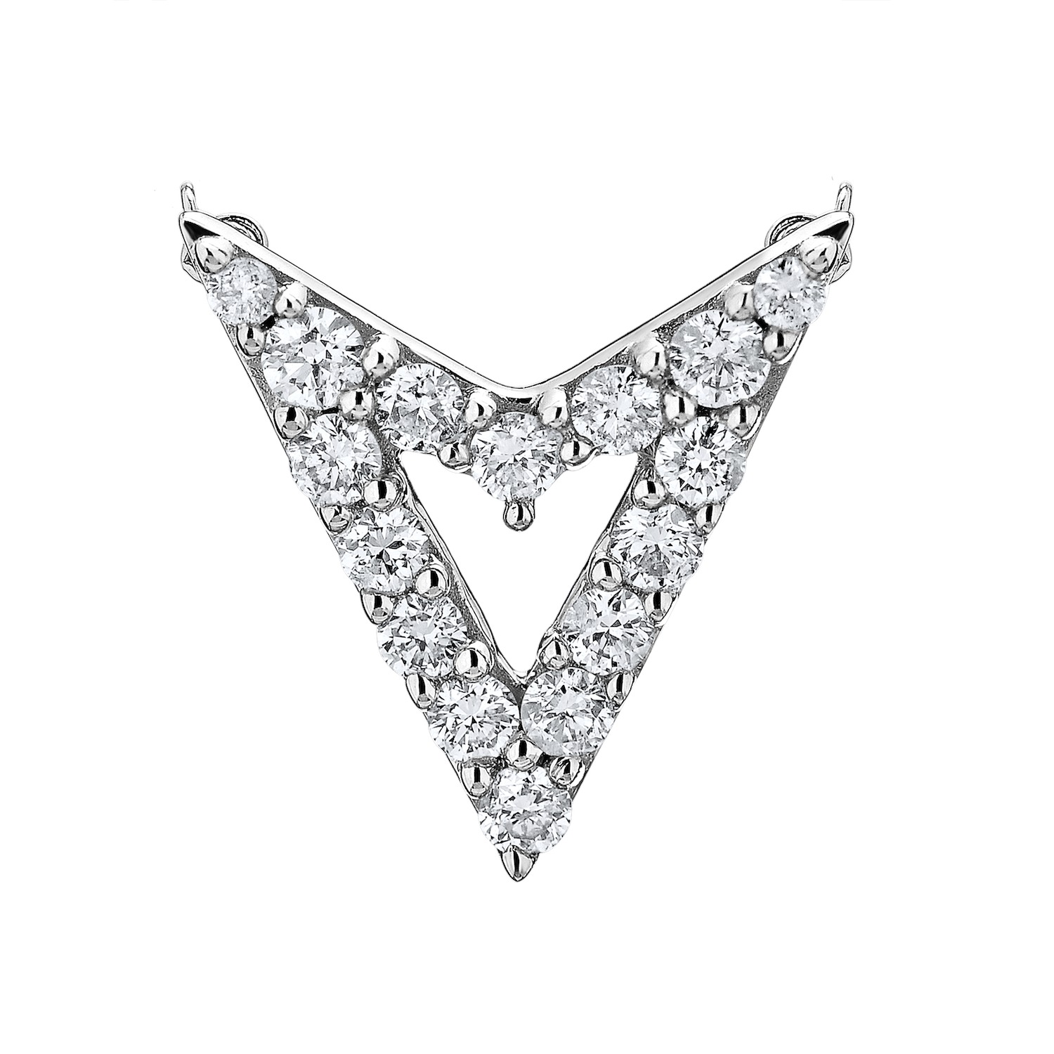 14K White Gold Necklace Arrow Shape Cutout Diamond 1.00 Ctw