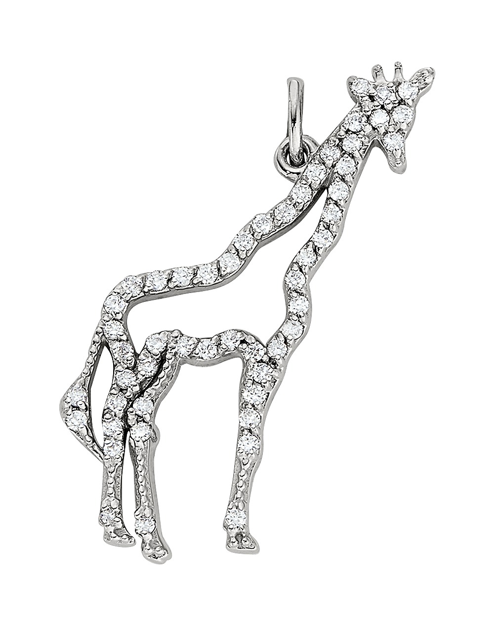 ZooLightful&trade; 14K White Gold Cutout Giraffe Pendant Diamond 0.25 Ctw