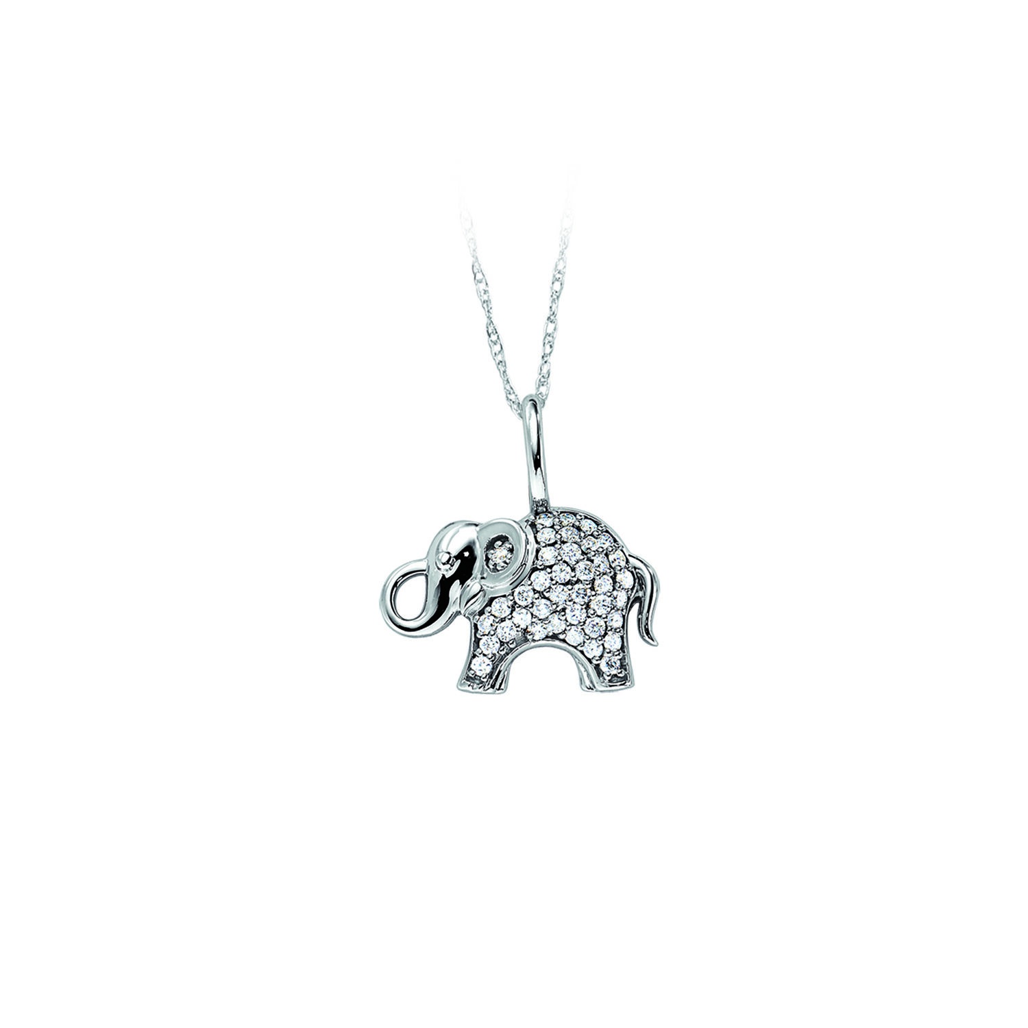 ZooLightful&trade; 14K White Gold Pave Elephant Pendant Diamond 0.25 Ctw