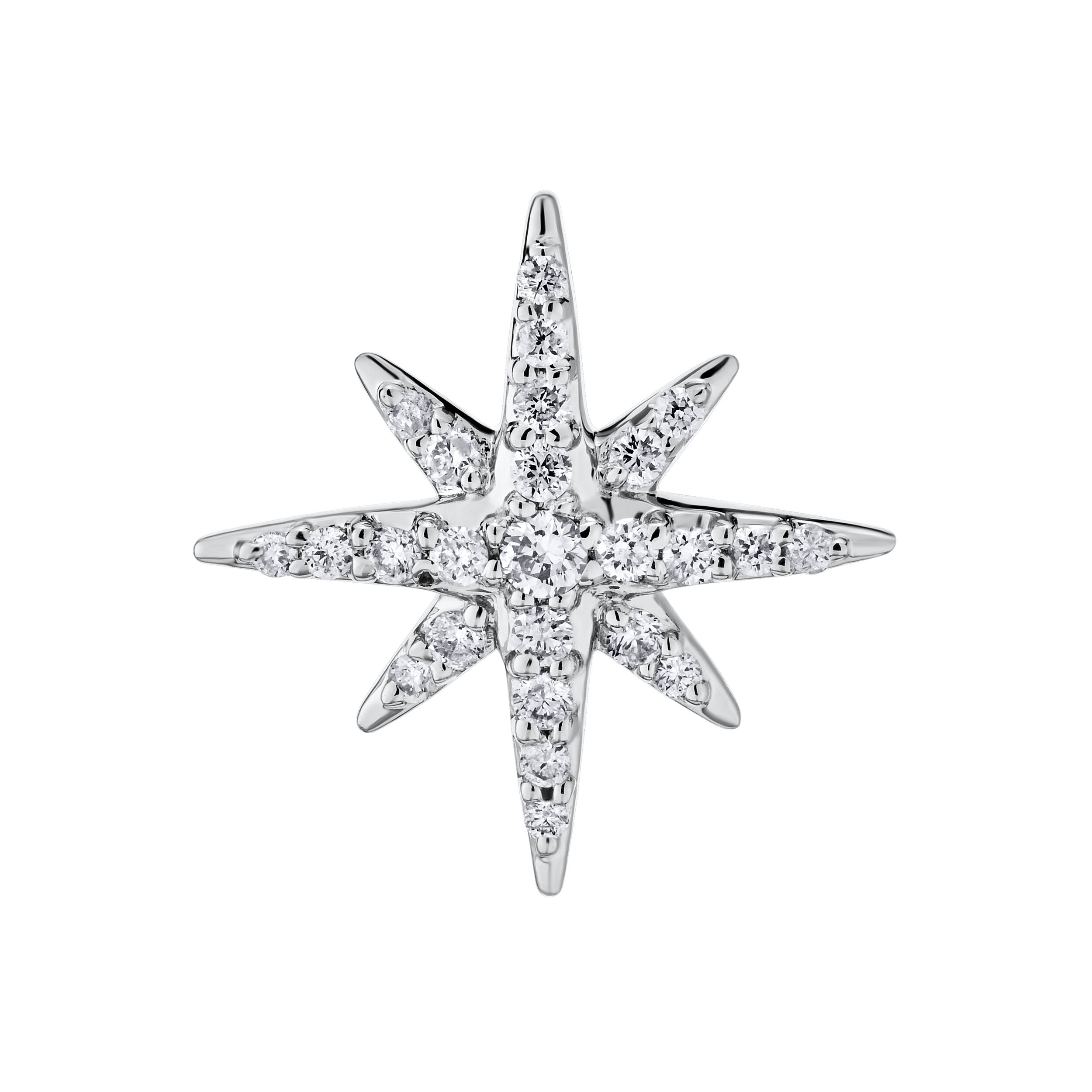 14K White Gold Earrings Starburst Pave Studs Diamond 0.25 Ctw