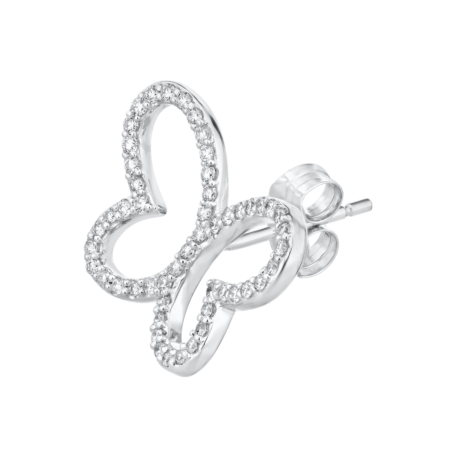 ZooLightful&trade; 14K White Gold Cutout Butterfly Studs Earrings Diamond 0.40 Ctw