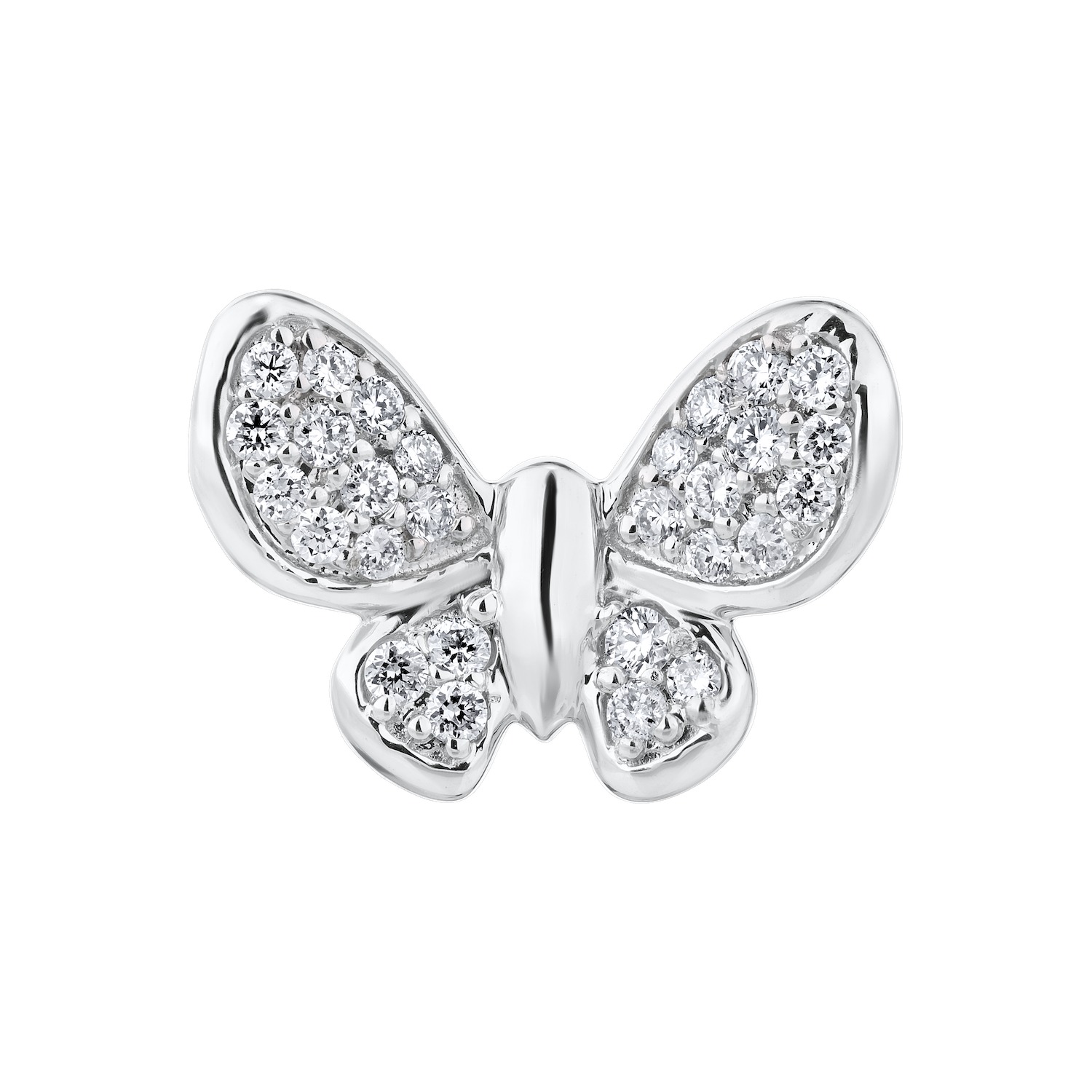 ZooLightful&trade; 14K White Gold Pave Butterfly Studs Earrings Diamond 0.20 Ctw