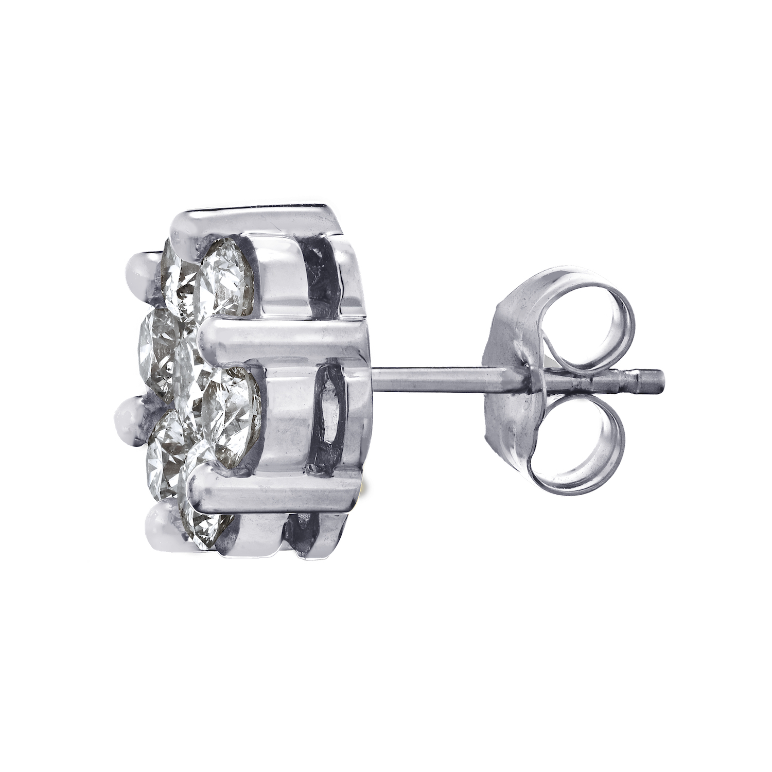 Diamond Bouquet&trade; 10K White Gold Diamond 7 Stone Cluster Studs Screw Backs Earrings 2.57 Ctw