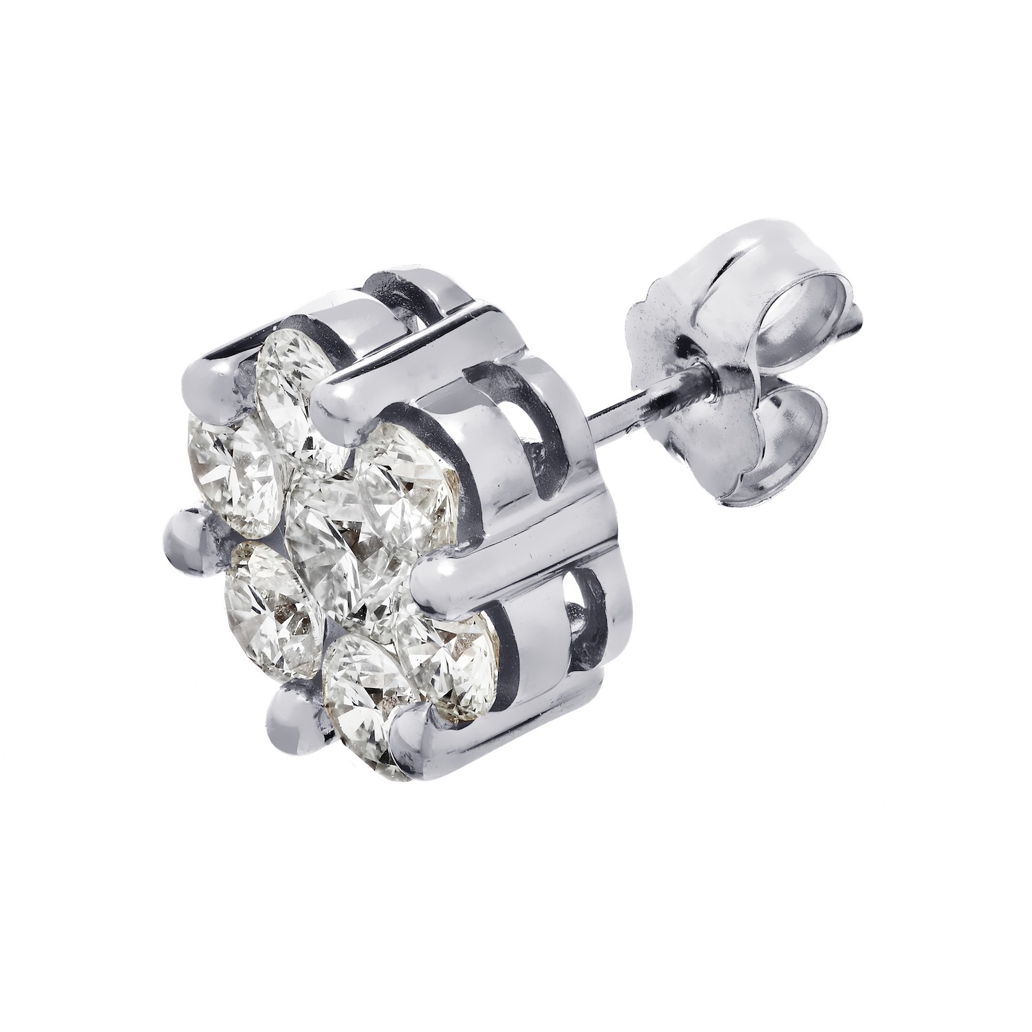 Diamond Bouquet&trade; 10K White Gold Diamond 7 Stone Cluster Studs Screw Backs Earrings 0.25 Ctw