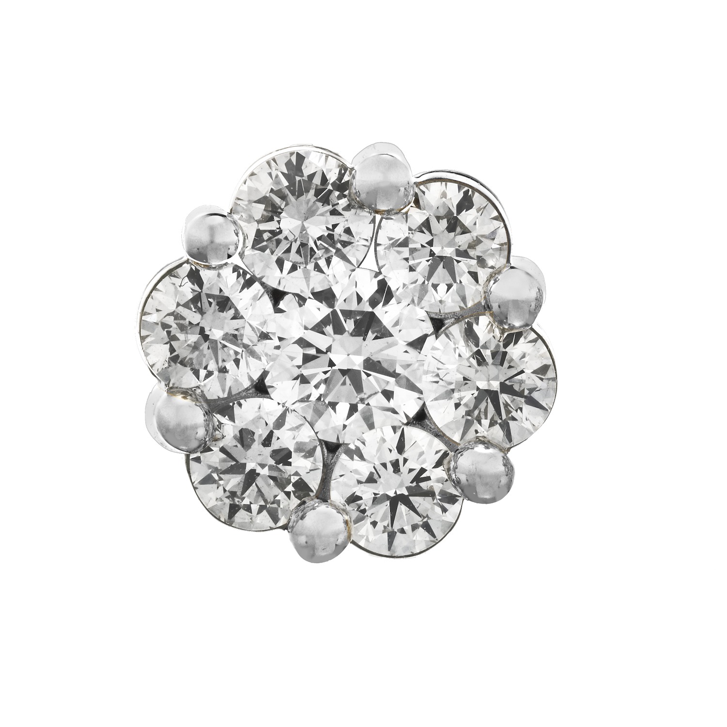 Diamond Bouquet&trade; 14K White Gold Diamond 7 Stone Cluster Studs Screw Backs Earrings 0.65 Ctw