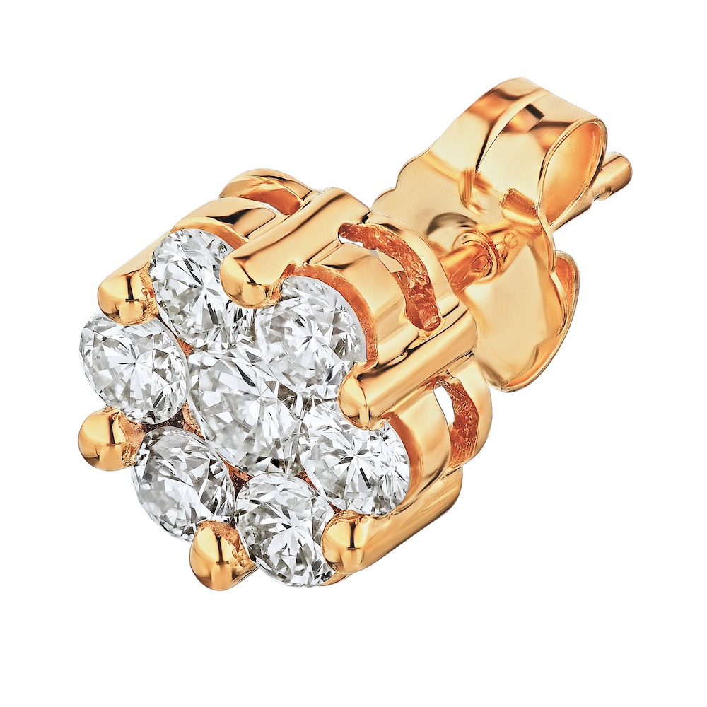 Diamond Bouquet&trade; 14K Rose Gold Diamond 7 Stone Cluster Push-Back Studs Earrings 2.00 Ctw