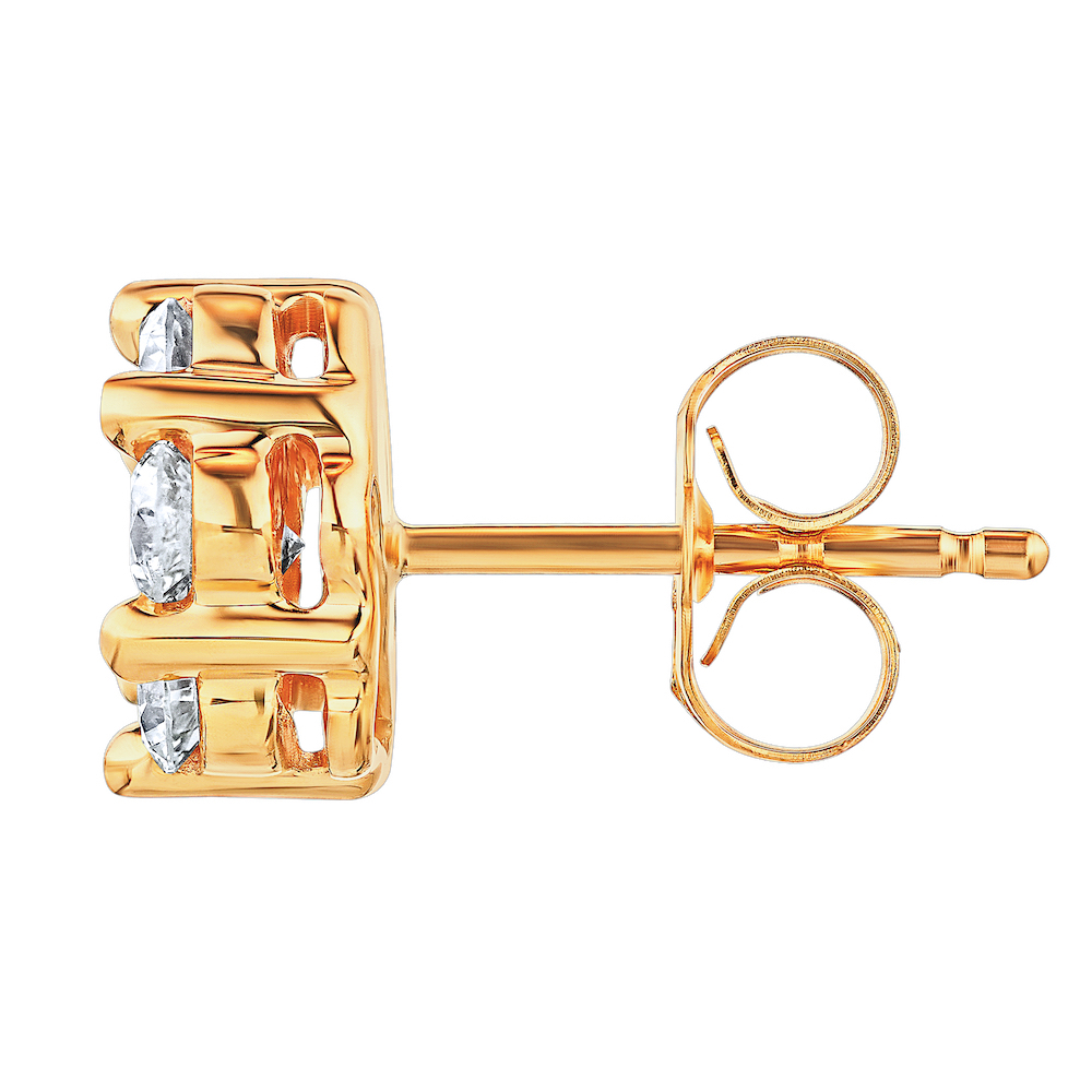 Diamond Bouquet&trade; 14K Rose Gold Diamond 7 Stone Cluster Push-Back Studs Earrings 0.10 Ctw