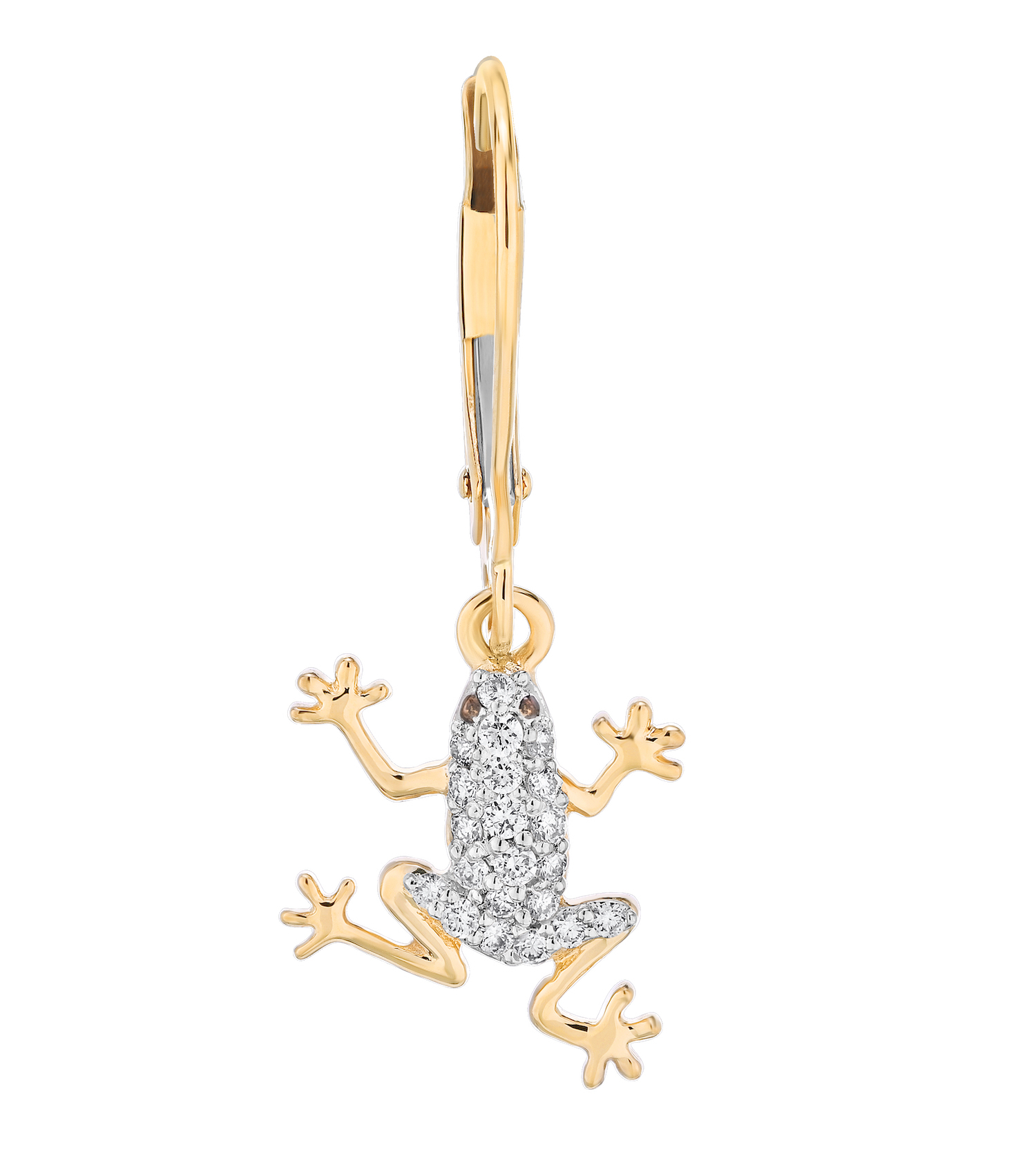 OCEANITY &trade; 14k Two Tone Earrings Pave Frog Drops Lever-Backs Diamond 0.20 Ctw