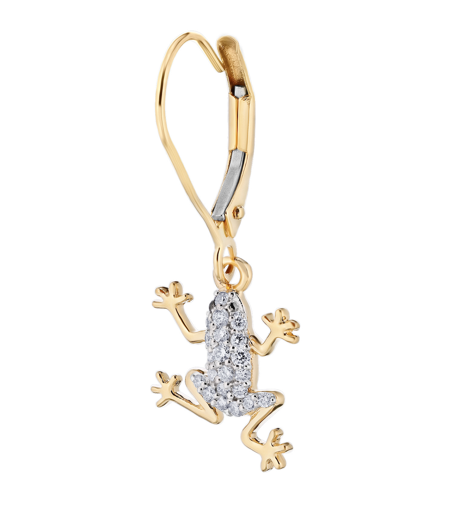 OCEANITY &trade; 14k Two Tone Earrings Pave Frog Drops Lever-Backs Diamond 0.20 Ctw