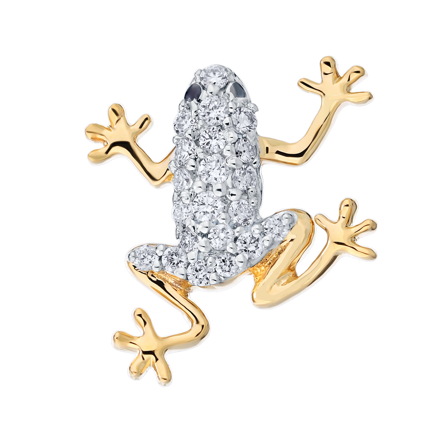 OCEANITY &trade; 14k Two Tone Earrings Pave Frog Studs Diamond 0.15 Ctw