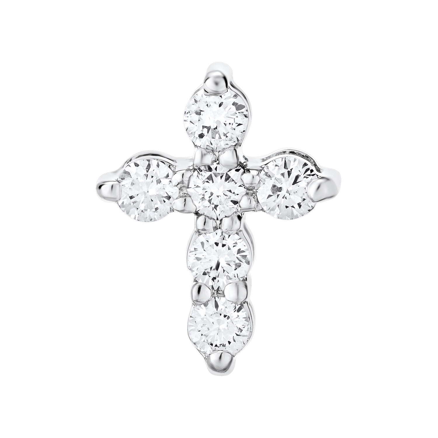 14K White Gold Earrings Shared Prong Set Cross Studs Diamond 0.20 Ctw