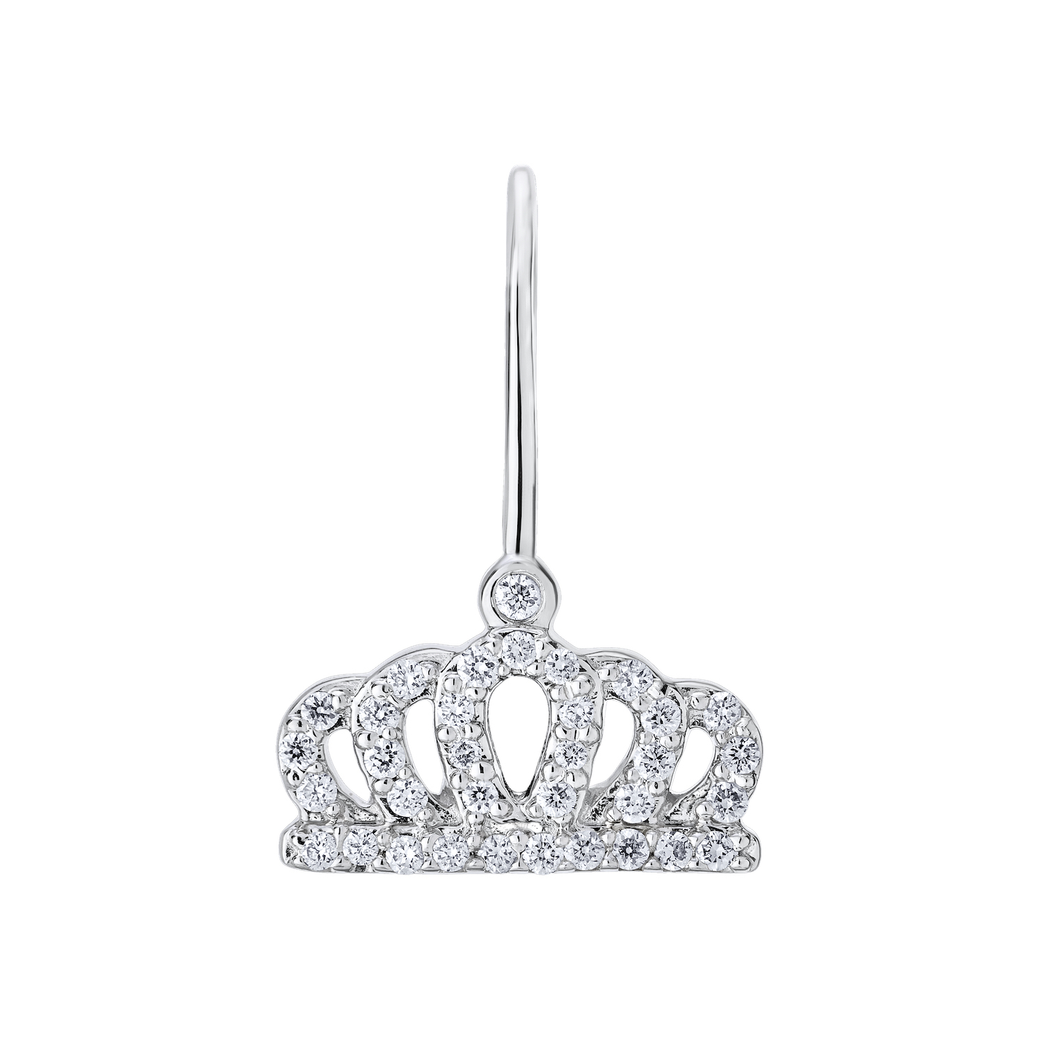 14K White Gold Earrings Crown Drop Lever-Backs Drops Diamond 0.20 Ctw